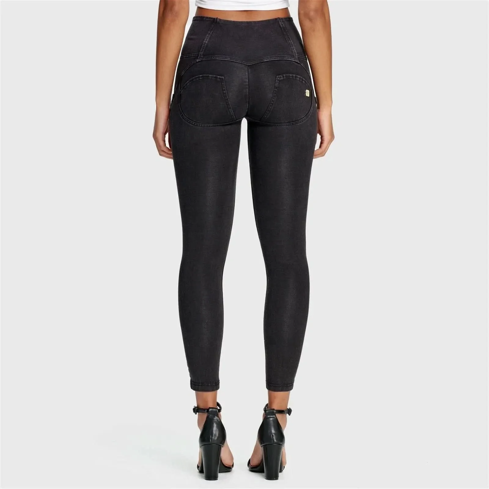 WRUP Denim - 3 Button High Waisted - Ankle Length - Black + Black Stitching - Image 6