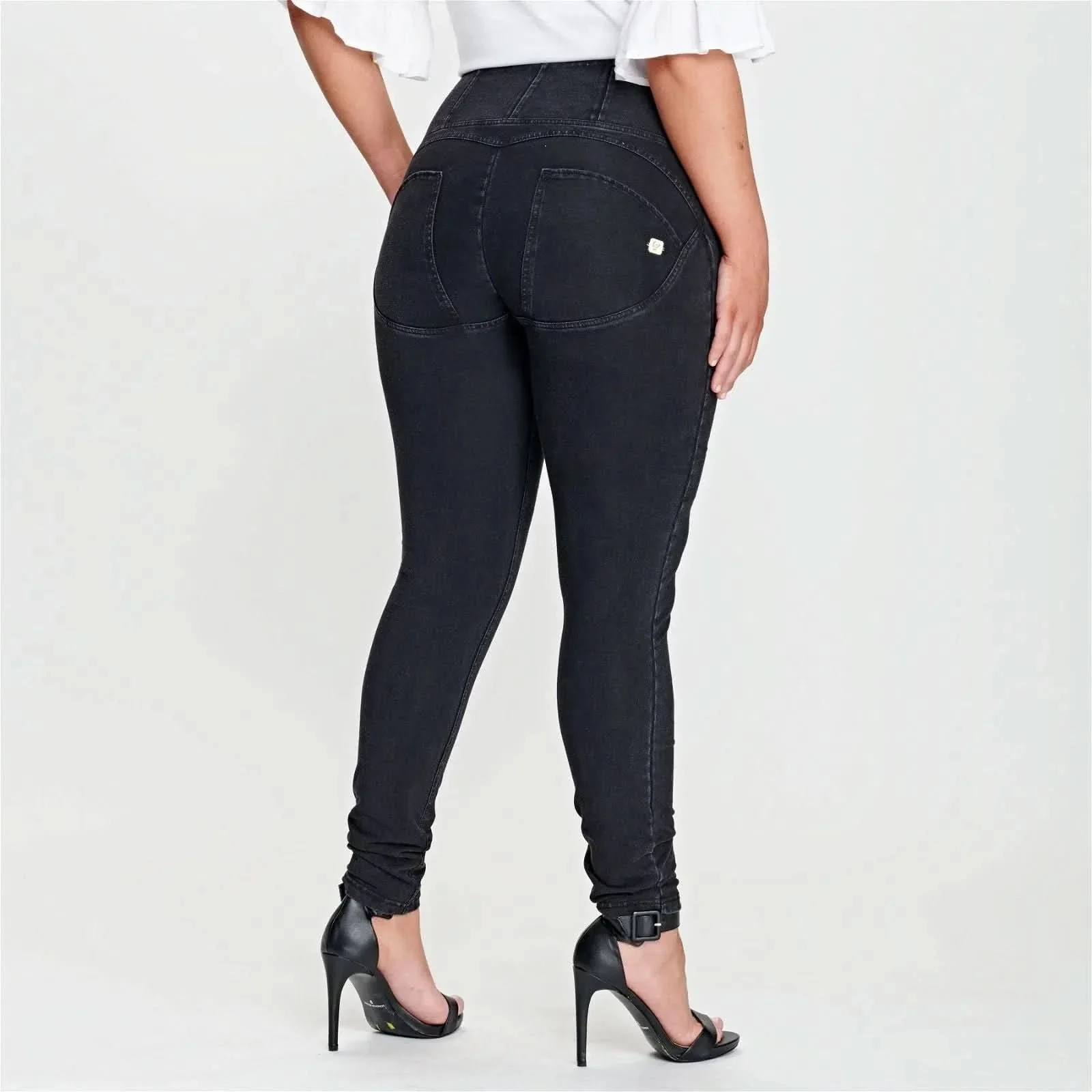 WRUP Denim - High Waisted - Full Length - Black + Black Stitching - Image 9