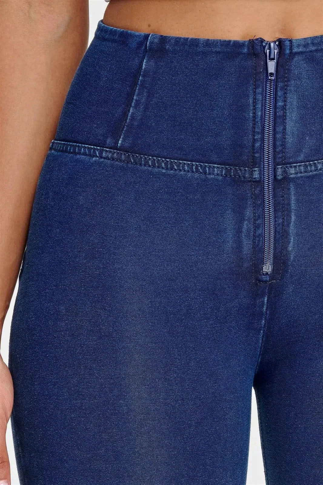 WRUP Denim - High Waisted - Full Length - Dark Blue + Blue Stitching - Image 7