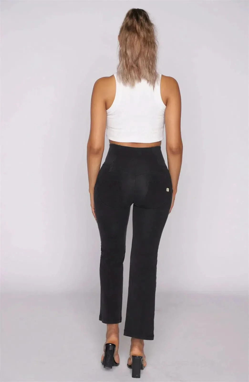 WRUP Denim - High Waisted - Kick Flare - Black + Black Stitching - Image 3