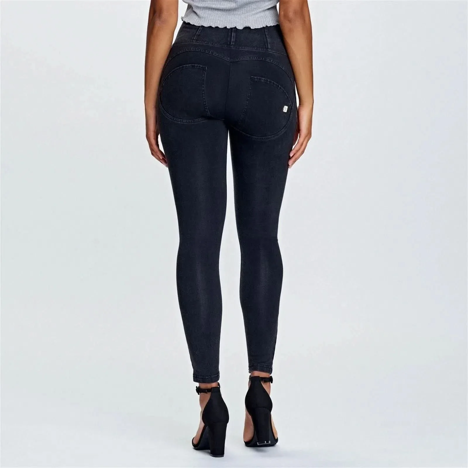 WRUP Denim - High Waisted - Ankle Length - Black + Black Stitching - Image 3