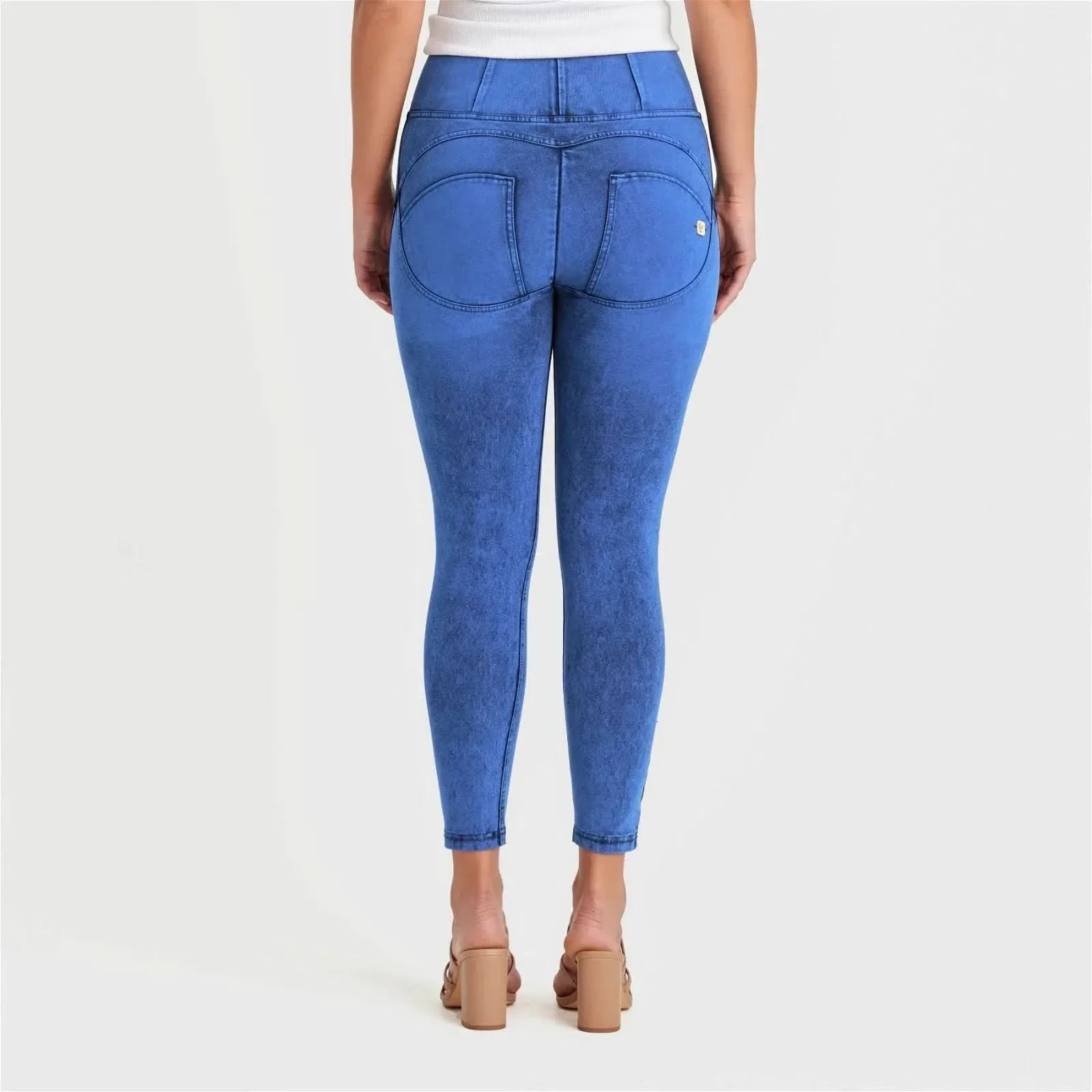 WRUP Denim - High Waisted - Ankle Length - Cobalt Blue + Blue Stitching - Image 8