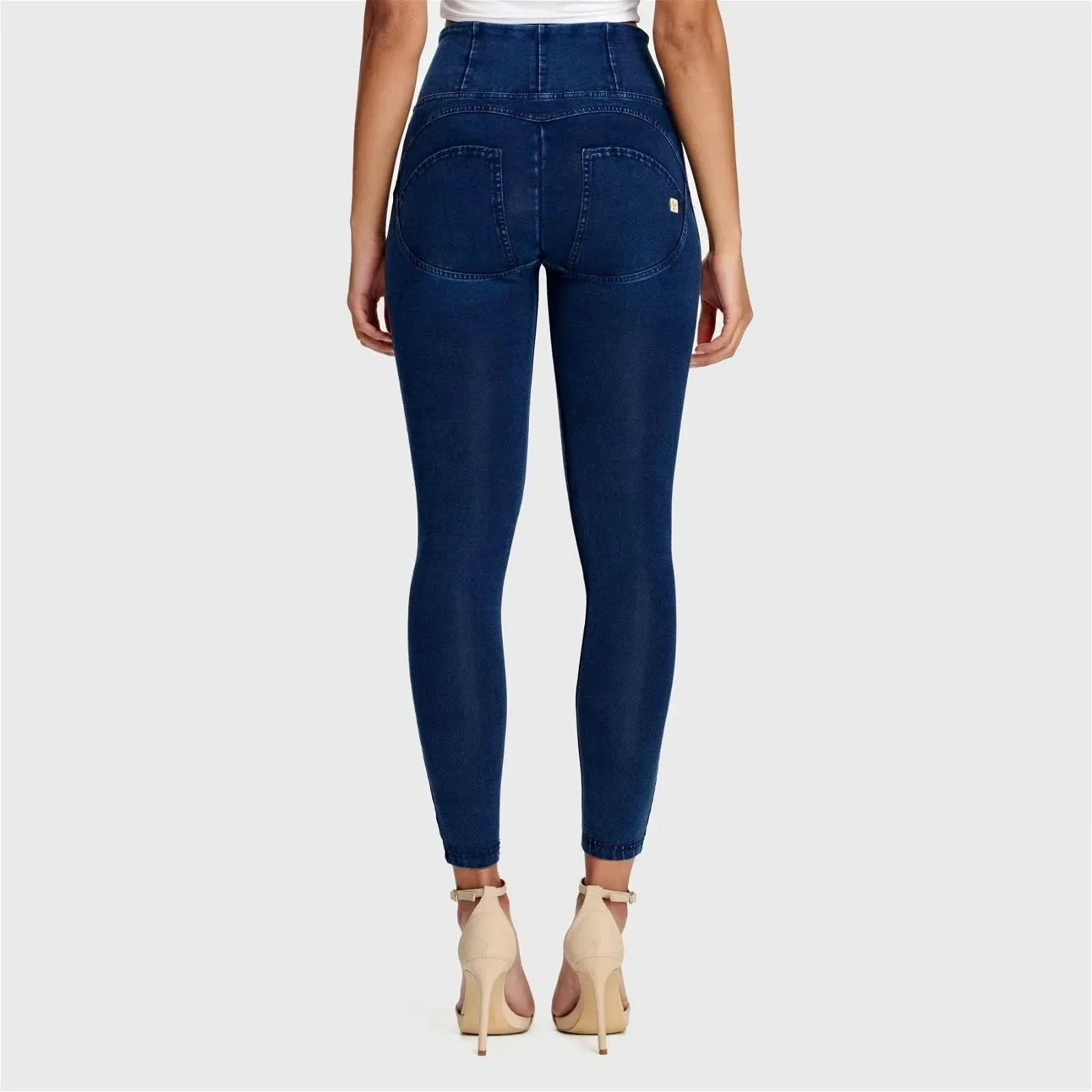 WRUP Denim - High Waisted - Ankle Length - Dark Blue + Blue Stitching - Image 3