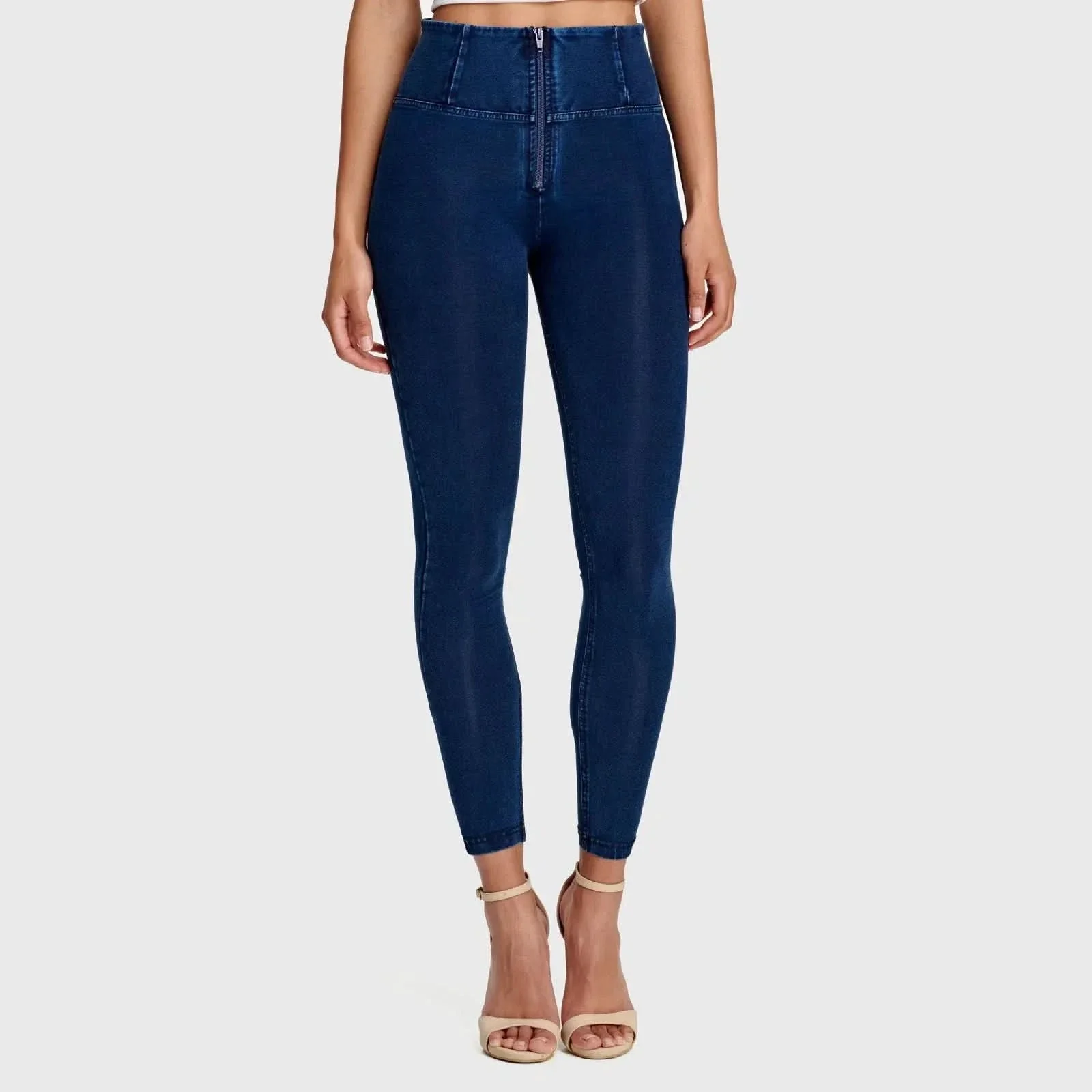 WRUP Denim - High Waisted - Ankle Length - Dark Blue + Blue Stitching - Image 5