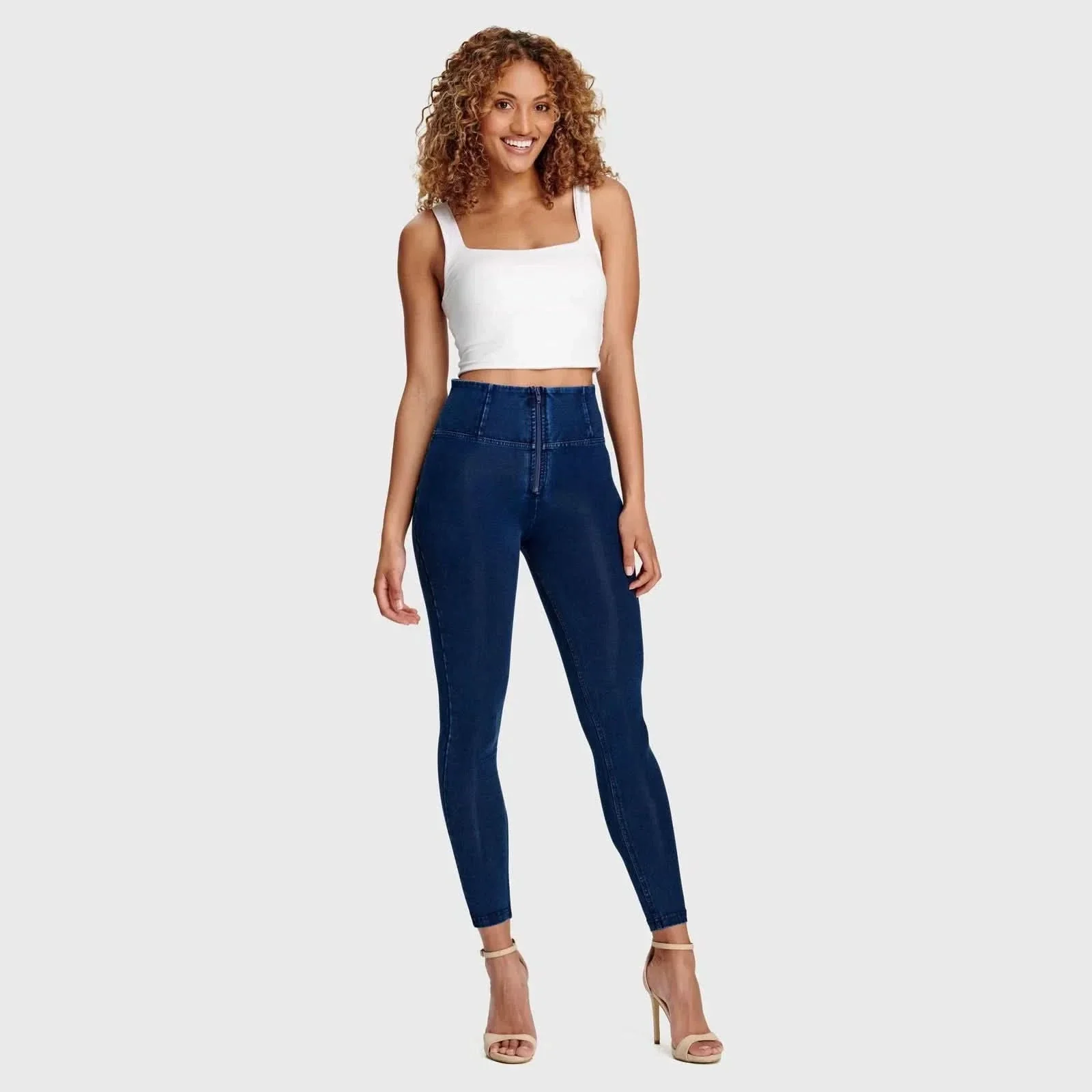 WRUP Denim - High Waisted - Ankle Length - Dark Blue + Blue Stitching - Image 7