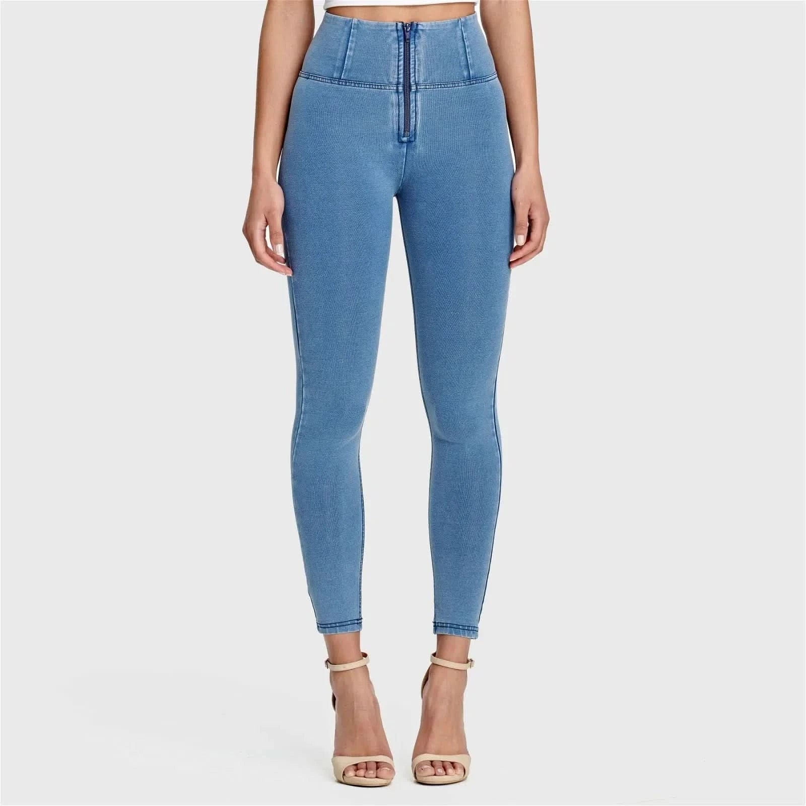 WRUP Denim - High Waisted - Ankle Length - Light Blue + Blue Stitching - Image 2