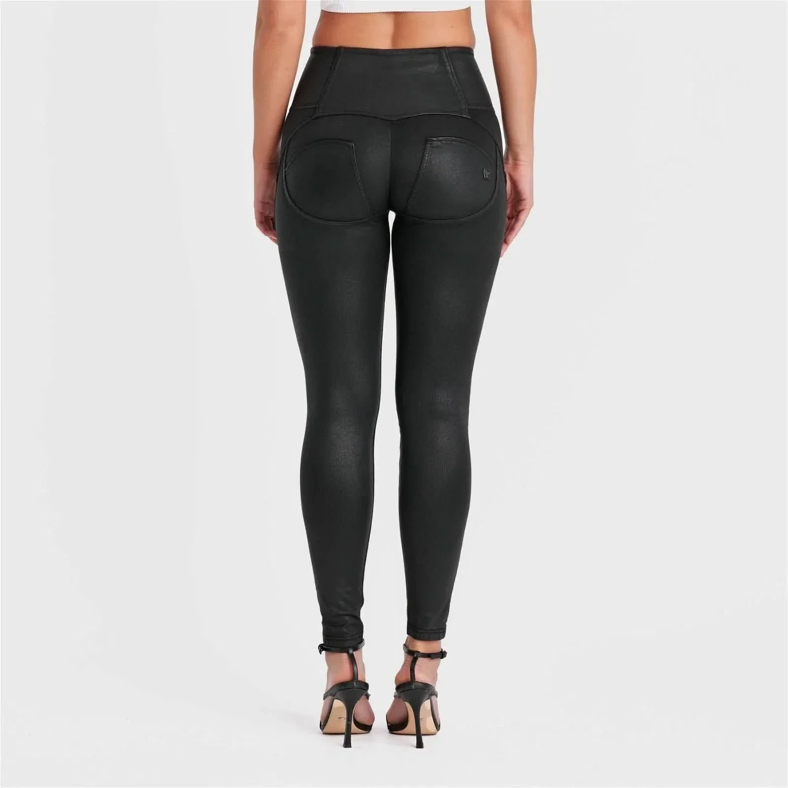 WRUP Denim Limited Edition - High Waisted - Full Length - Coated Black + Black Stitching - Image 8
