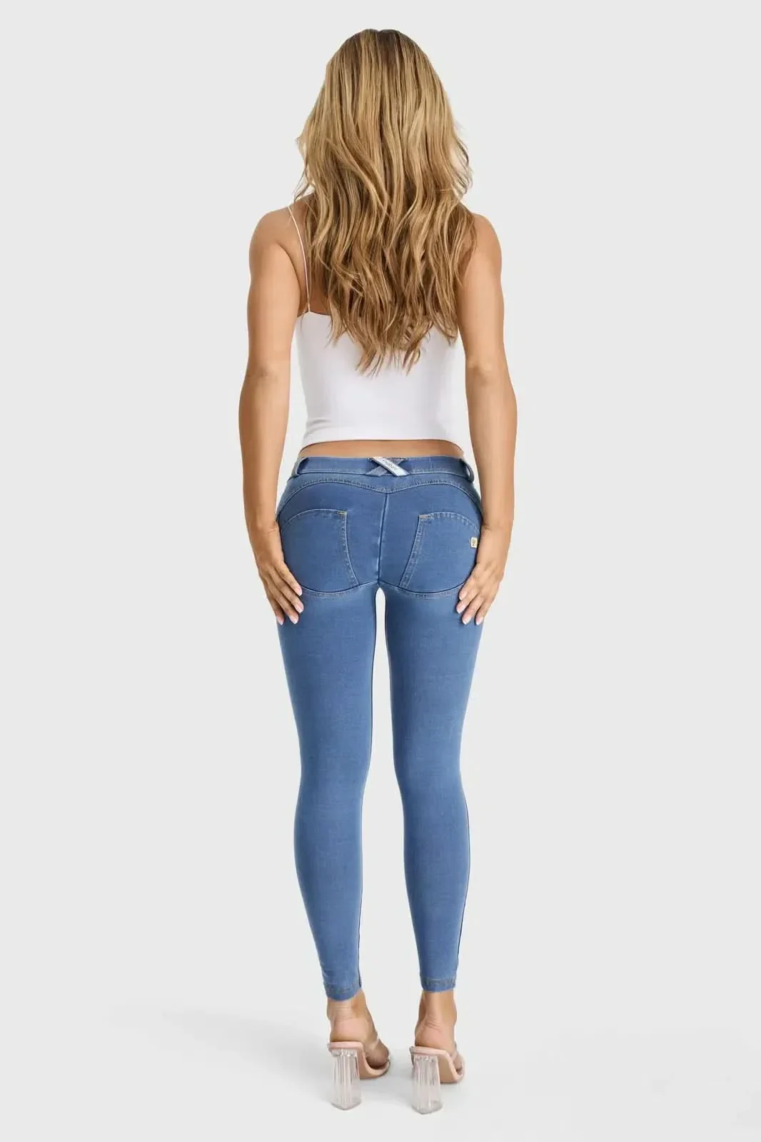 WRUP Denim - Low Rise - Full Length - Light Blue + Yellow Stitching - Image 3