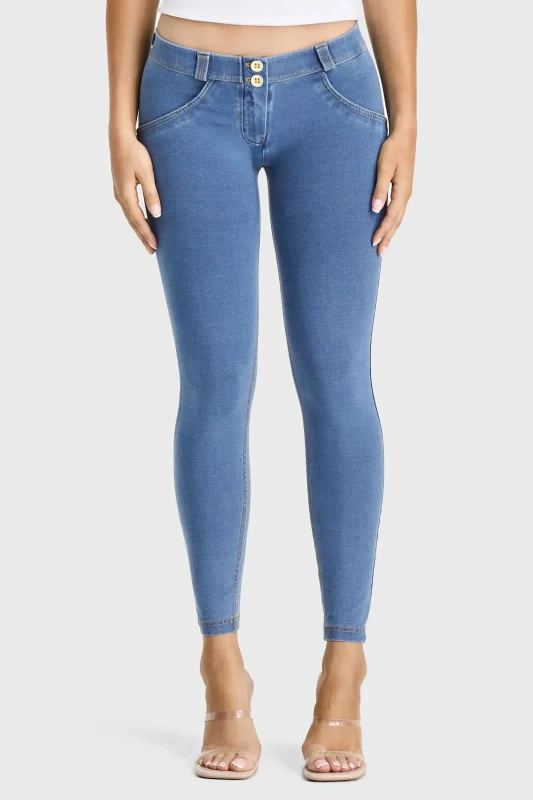 WRUP Denim - Low Rise - Full Length - Light Blue + Yellow Stitching - Image 5