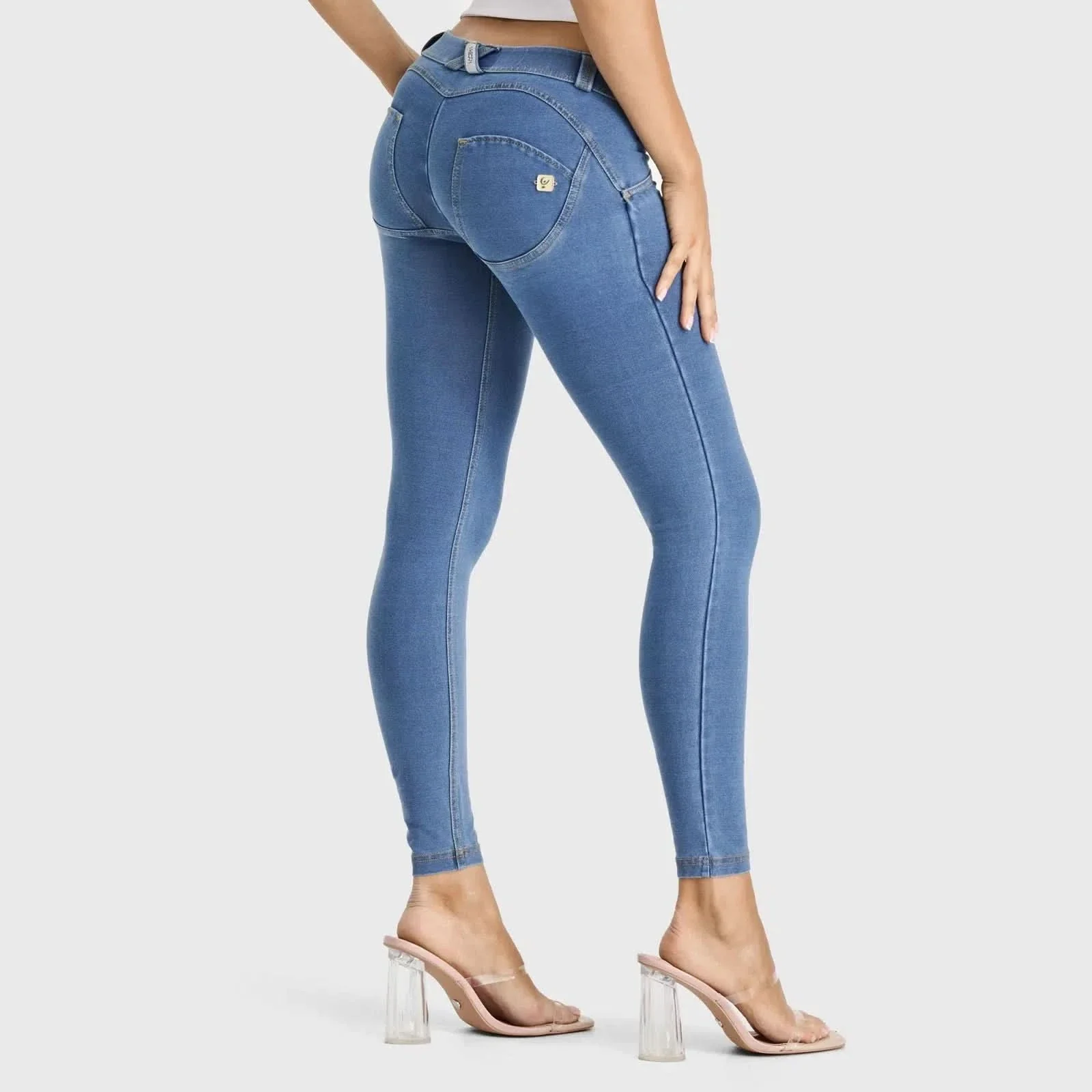 WRUP Denim - Low Rise - Ankle Length - Light Blue + Yellow Stitching - Image 2