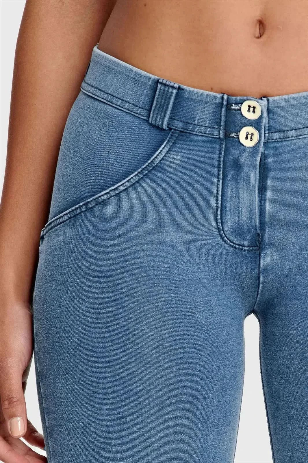WRUP Denim - Mid Rise - Full Length - Light Blue + Blue Stitching - Image 9
