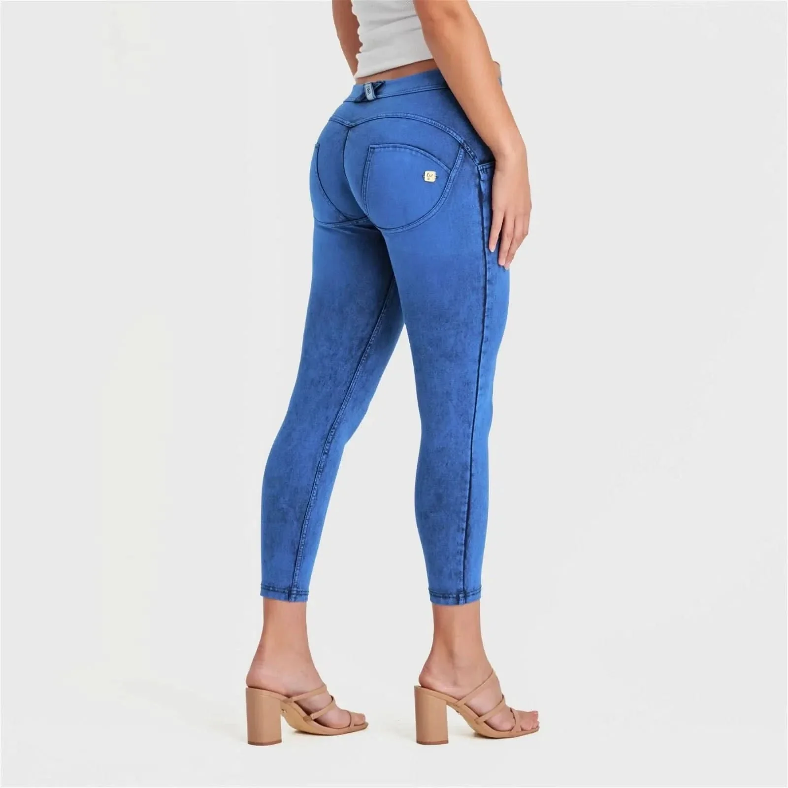 WRUP Denim - Mid Rise - Ankle Length - Cobalt Blue + Blue Stitching - Image 5