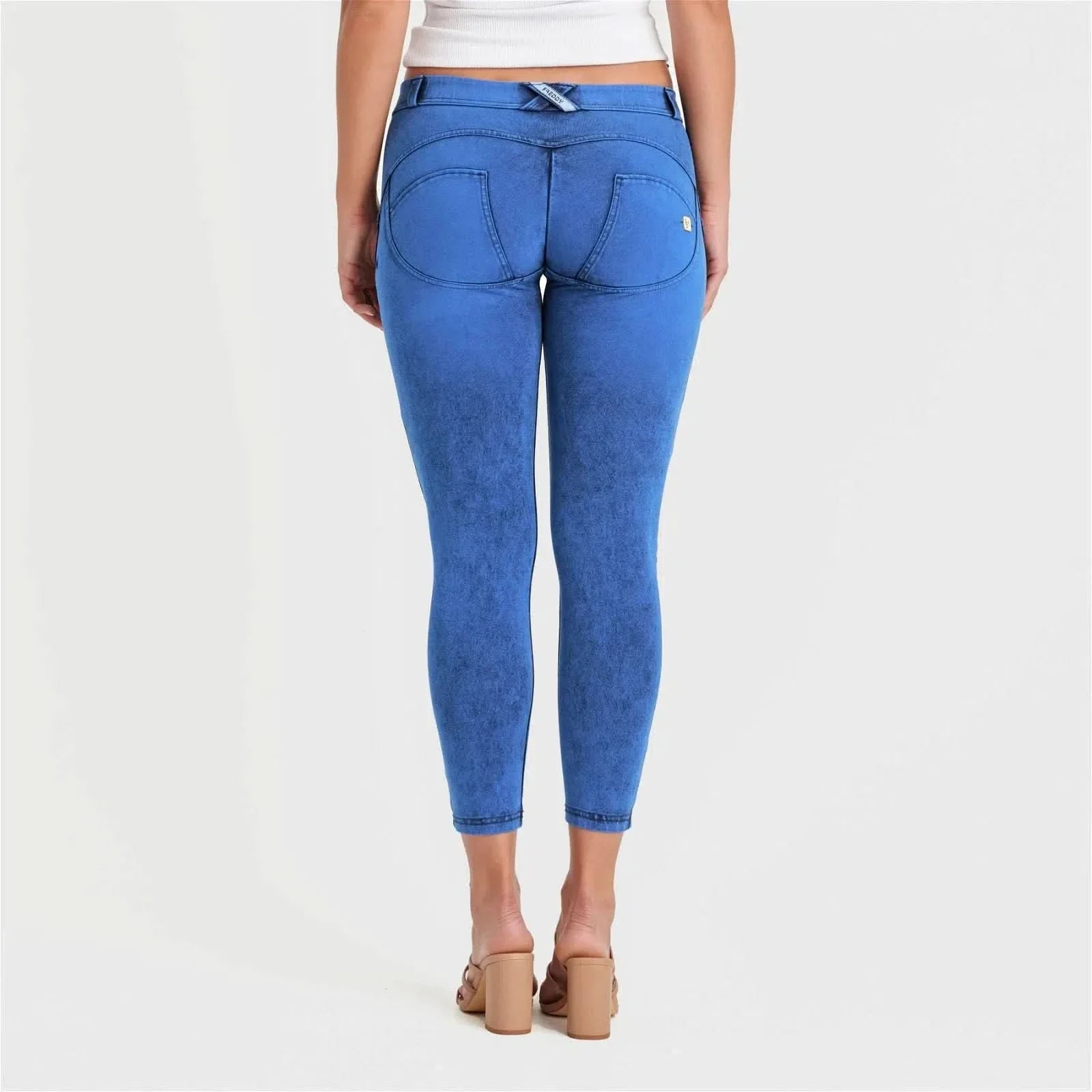 WRUP Denim - Mid Rise - Ankle Length - Cobalt Blue + Blue Stitching - Image 6