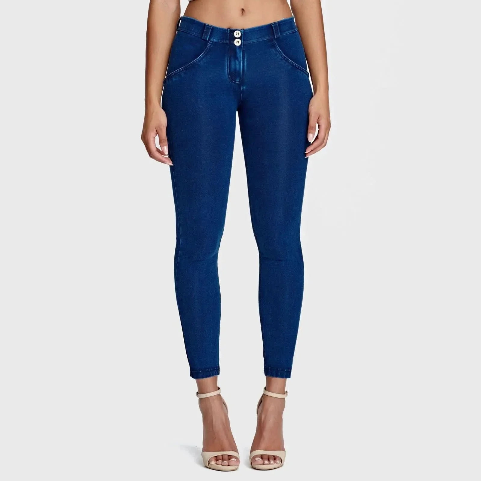 WRUP Denim - Mid Rise - Ankle Length - Dark Blue + Blue Stitching - Image 4