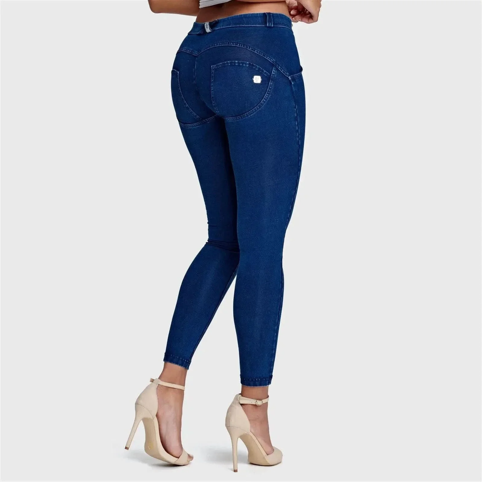 WRUP Denim - Mid Rise - Ankle Length - Dark Blue + Blue Stitching - Image 5