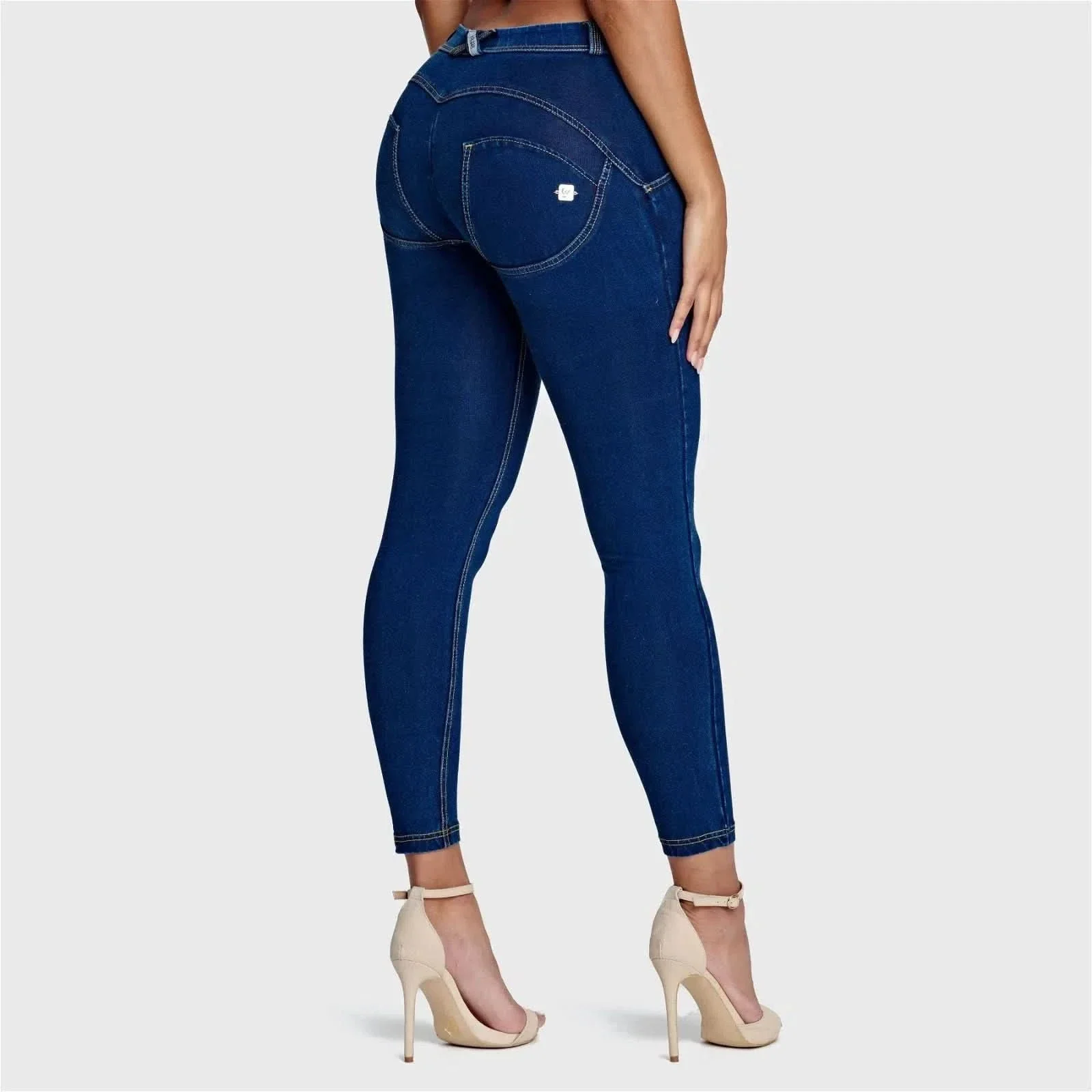 WRUP Denim - Mid Rise - Ankle Length - Dark Blue + Yellow Stitching - Image 3