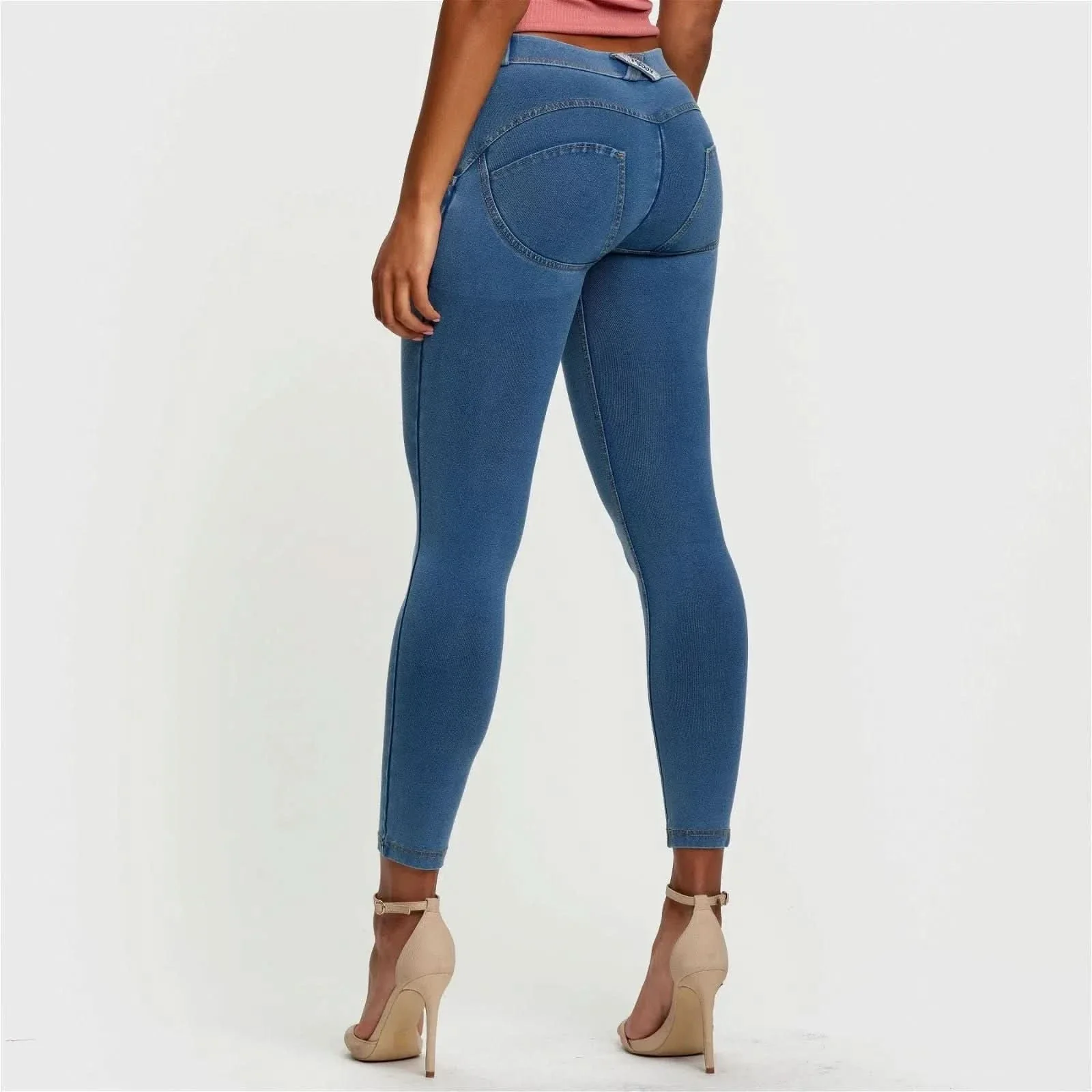 WRUP Denim - Mid Rise - Ankle Length - Light Blue + Yellow Stitching - Image 3