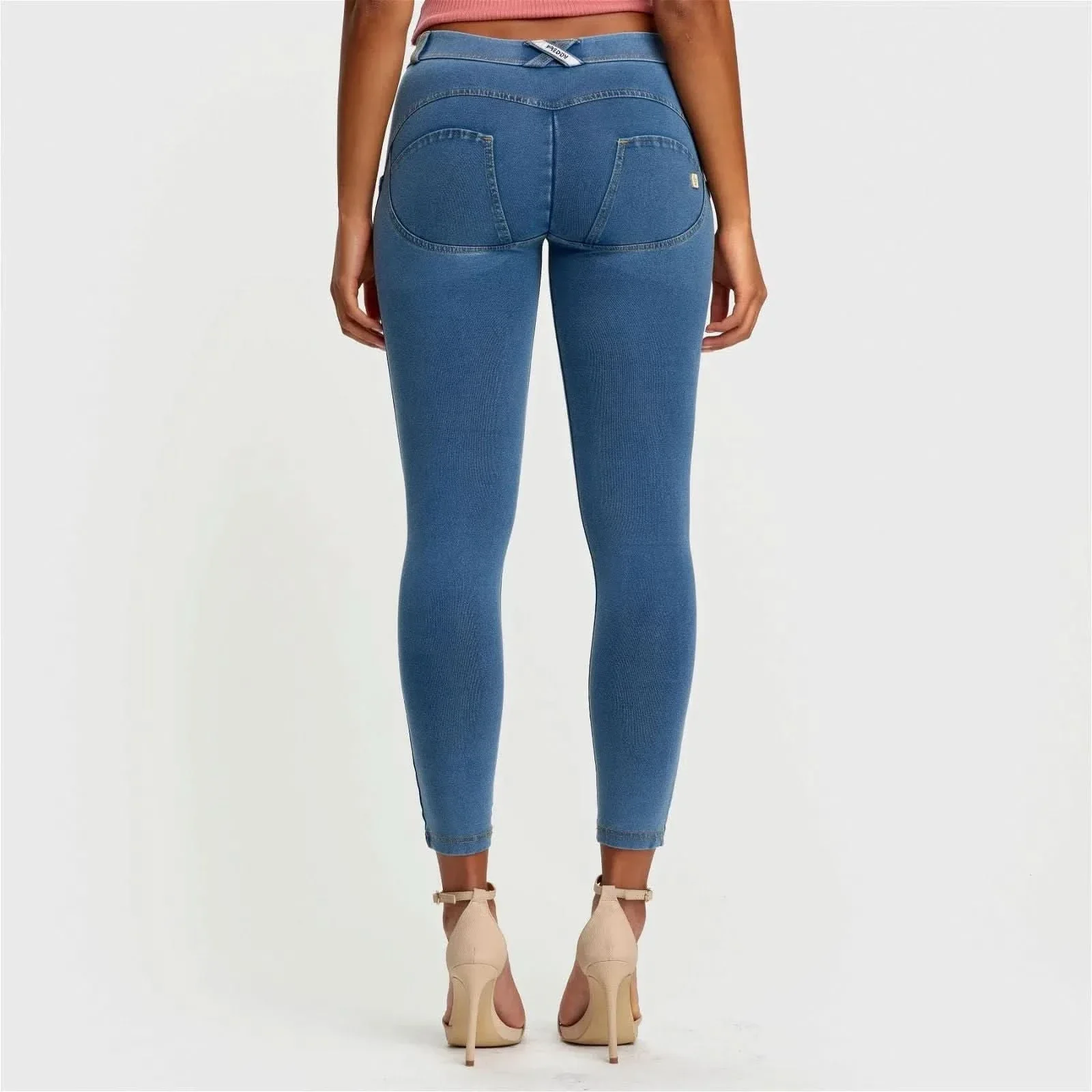 WRUP Denim - Mid Rise - Ankle Length - Light Blue + Yellow Stitching - Image 5