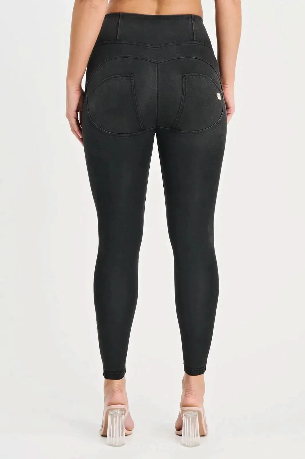 WRUP Denim with Feature Seam - High Waisted - Ankle Length - Black + Black Stitching - Image 7