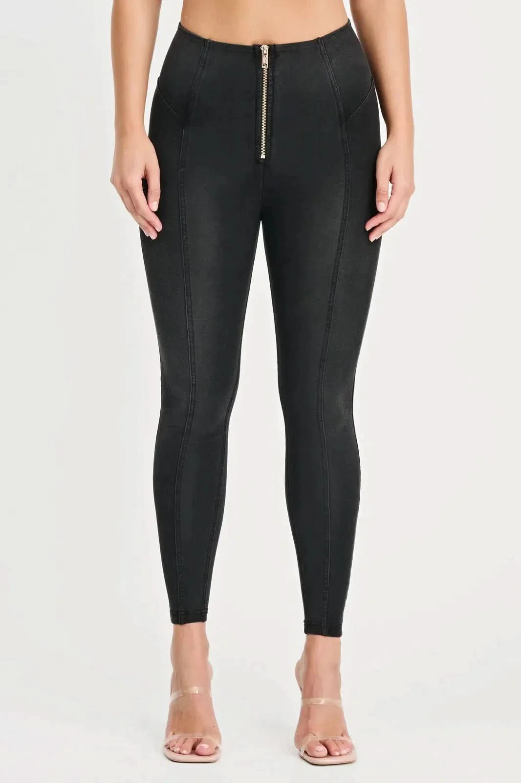 WRUP Denim with Feature Seam - High Waisted - Ankle Length - Black + Black Stitching - Image 8