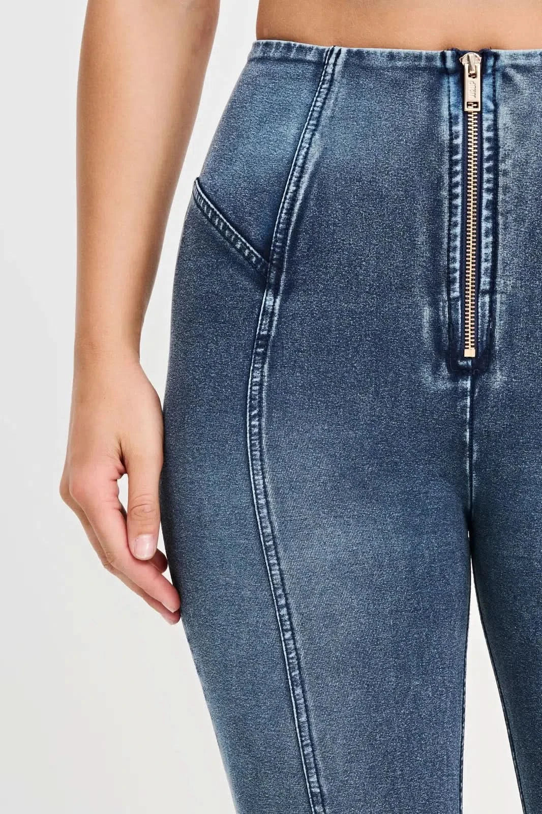 WRUP Denim with Feature Seam - High Waisted - Ankle Length - Vintage Blue + Blue Stitching - Image 10