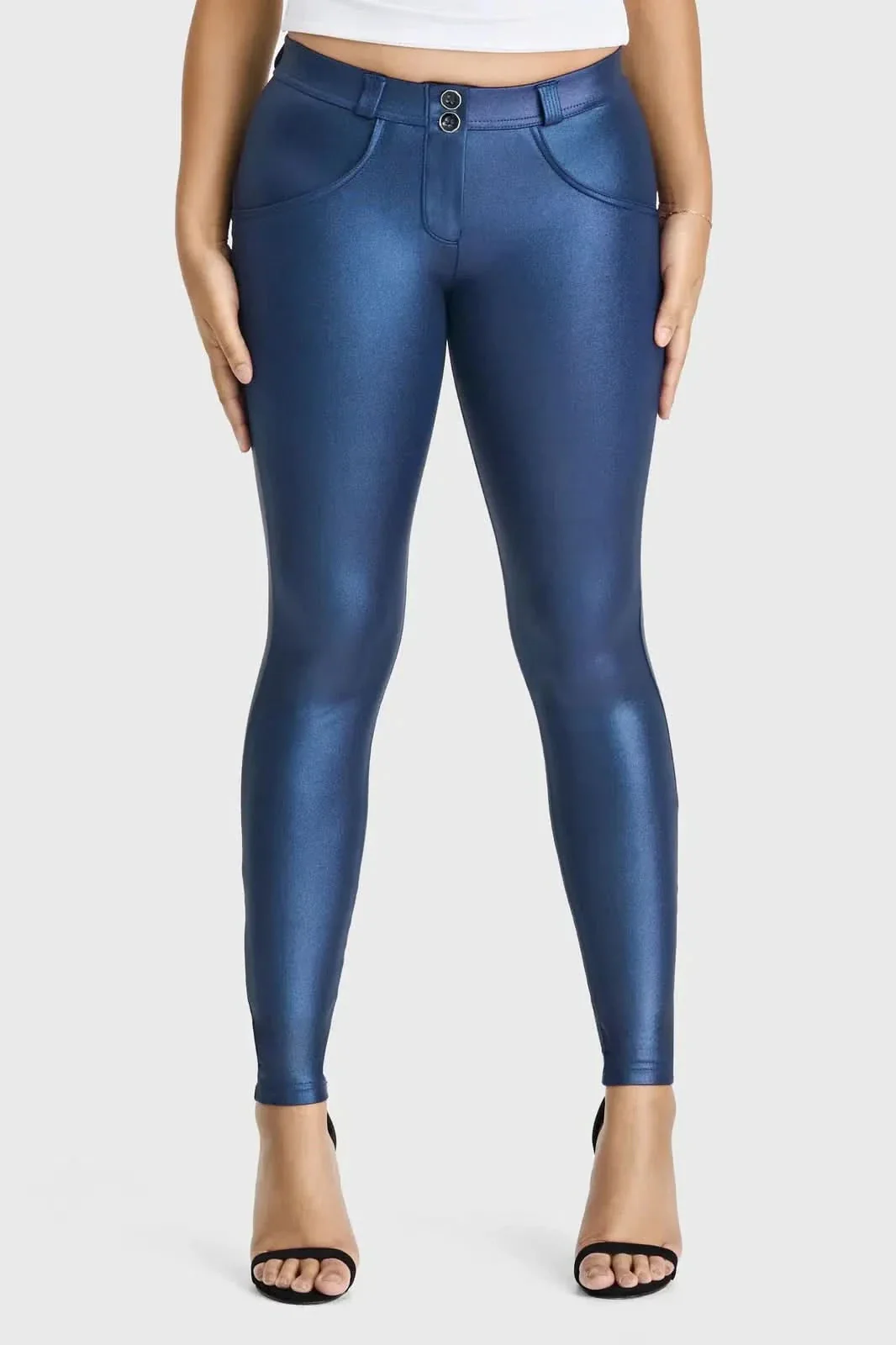 WRUP Luxe Shimmer - Mid Rise - Full Length - Navy Blue - Image 5