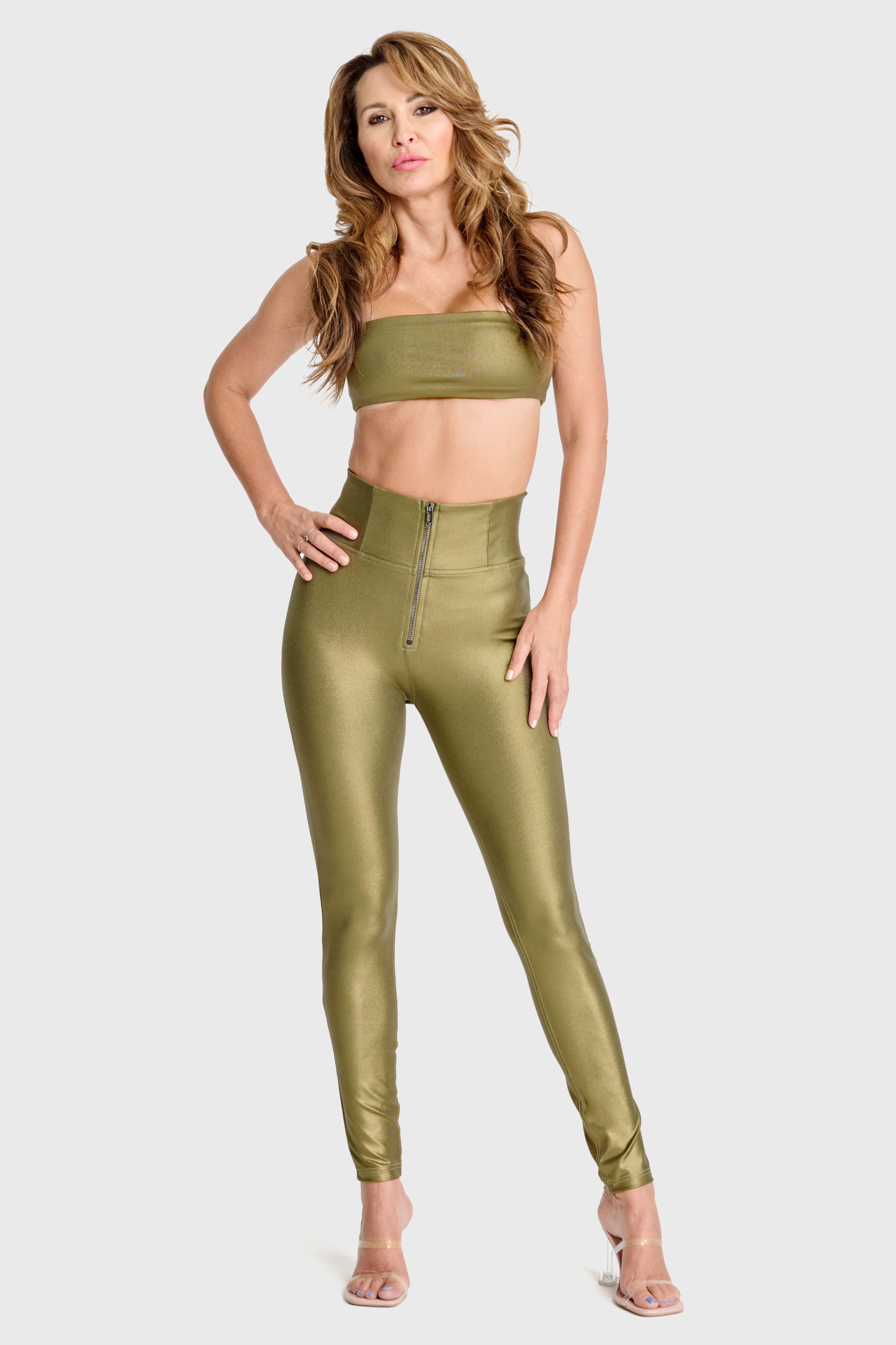 WRUP Luxe Shimmer - Super High Waisted - Full Length - Olive Green - Image 3