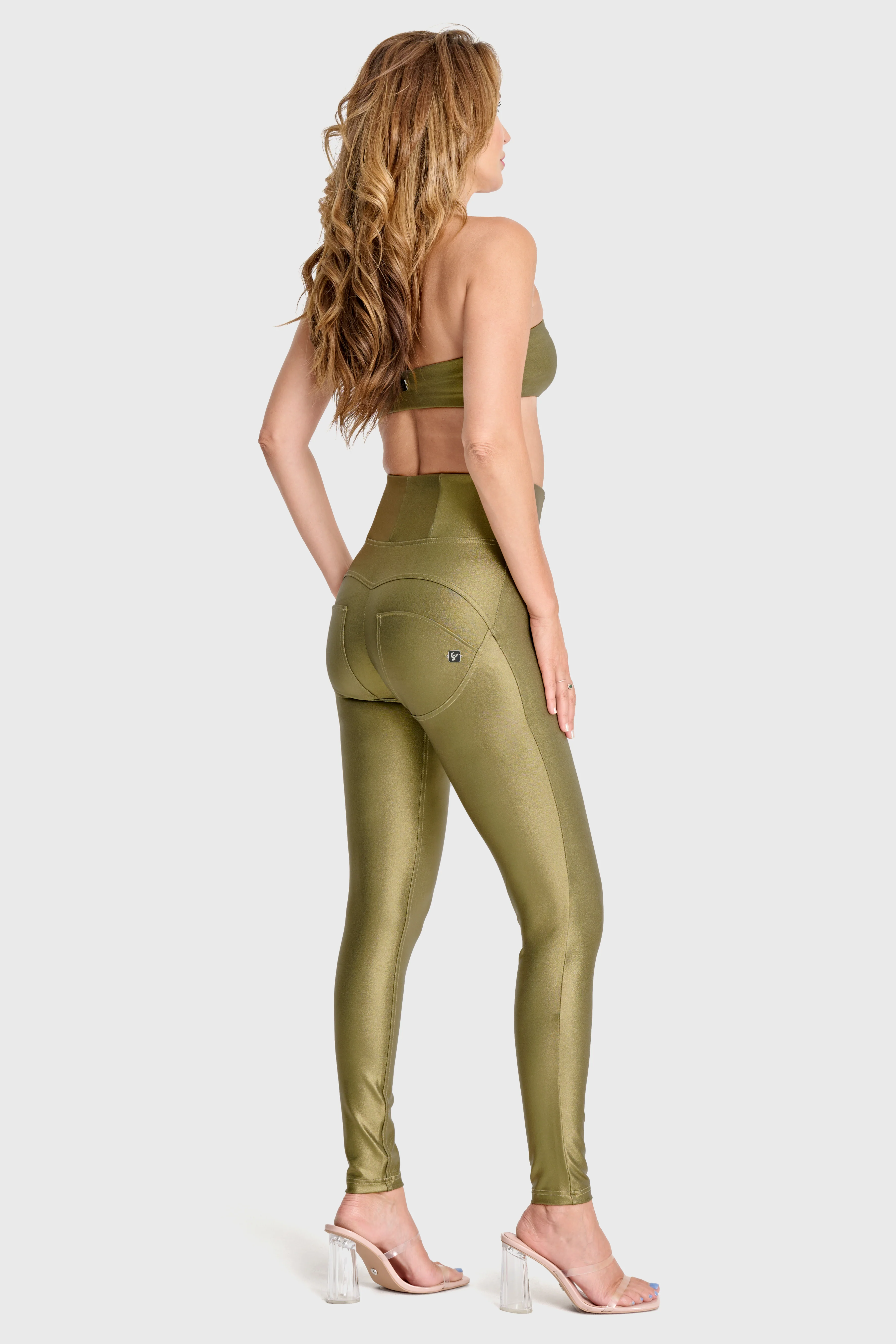 WRUP Luxe Shimmer - Super High Waisted - Full Length - Olive Green - Image 4