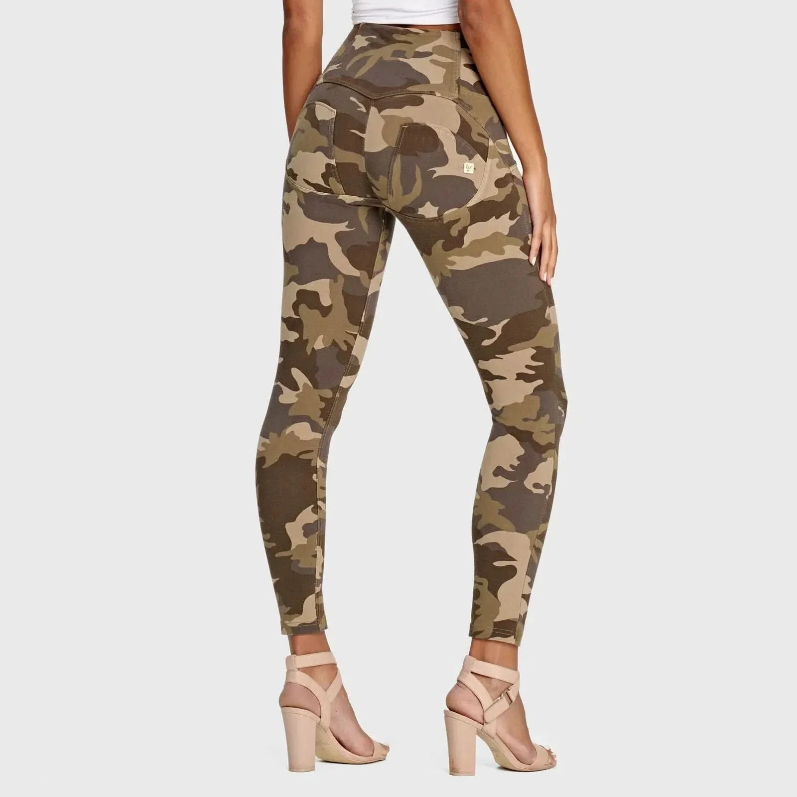 WRUP Fashion 3 Button - High Waisted - Ankle Length - Brown Camo - Image 3