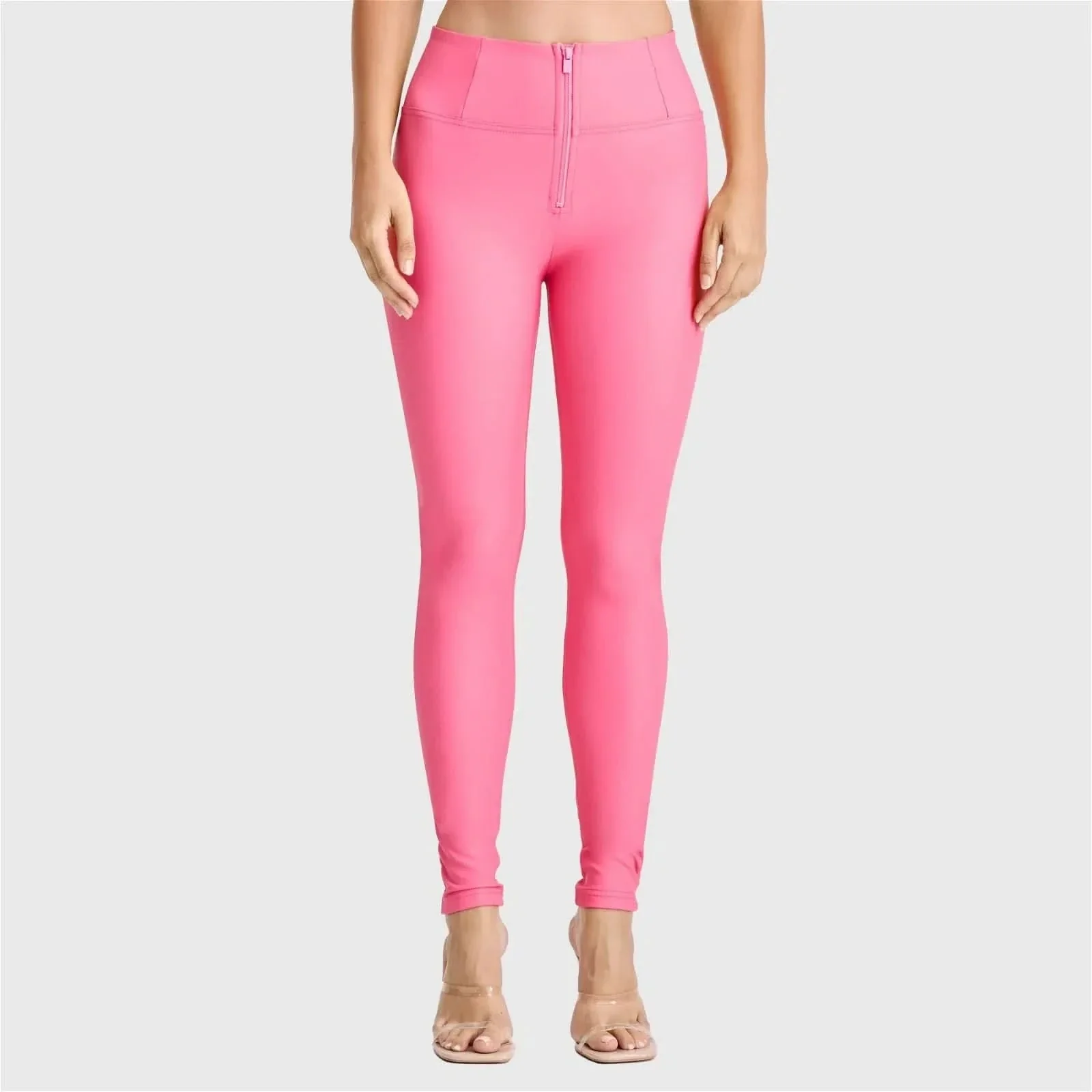 WRUP Faux Leather - High Waisted - Full Length - Candy Pink - Image 4