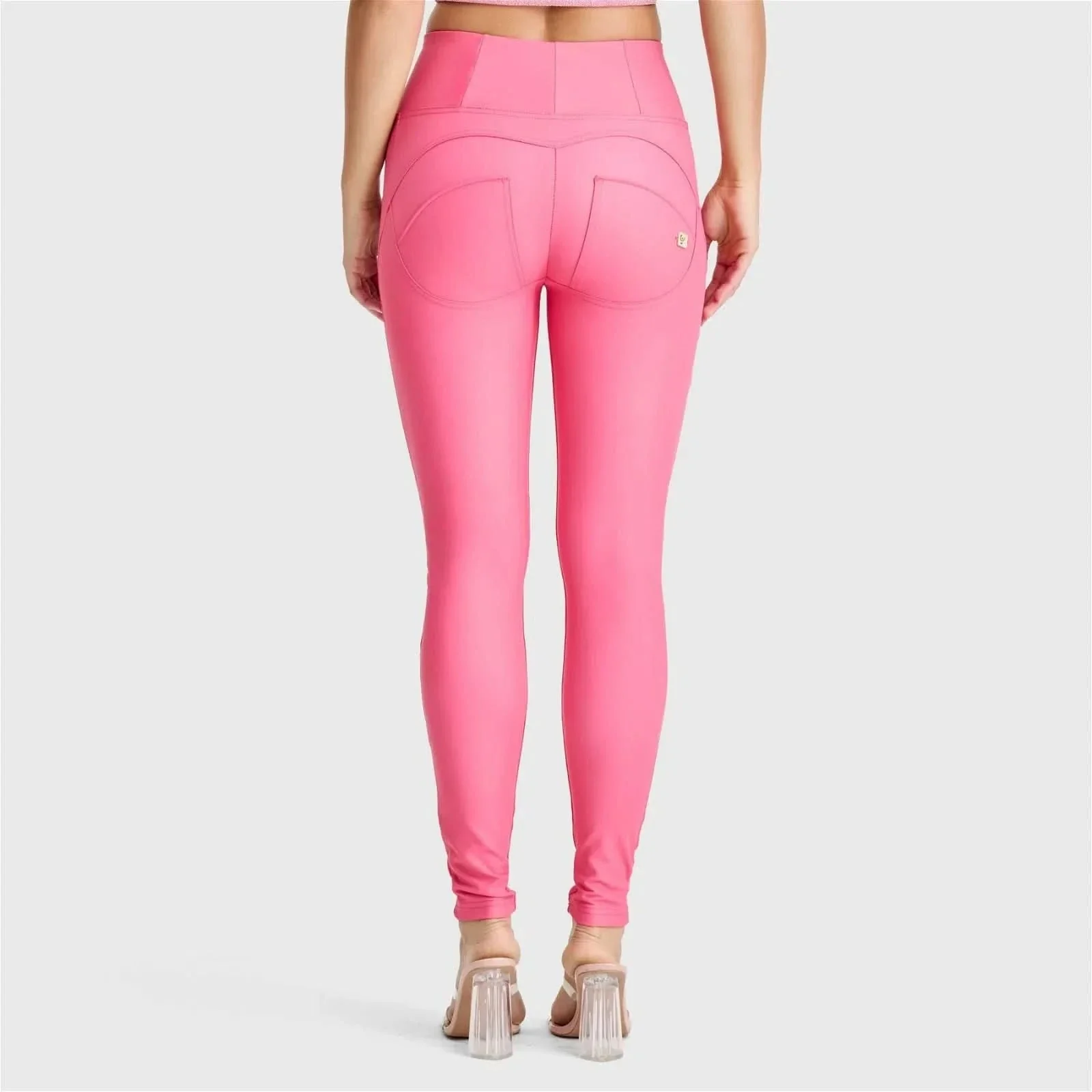 WRUP Faux Leather - High Waisted - Full Length - Candy Pink - Image 5