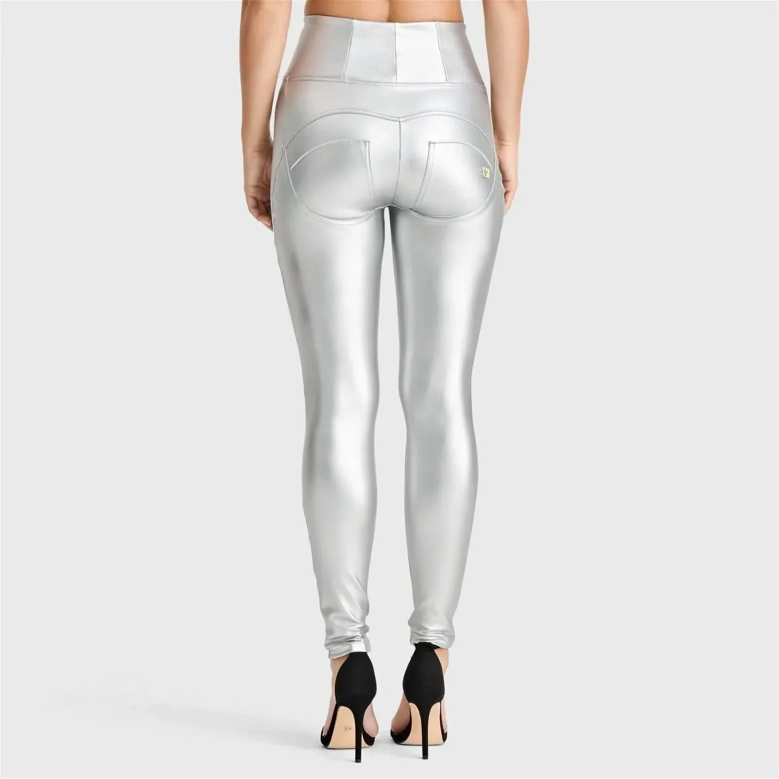 WRUP Faux Leather - Super High Waisted - Full Length - Silver - Image 3