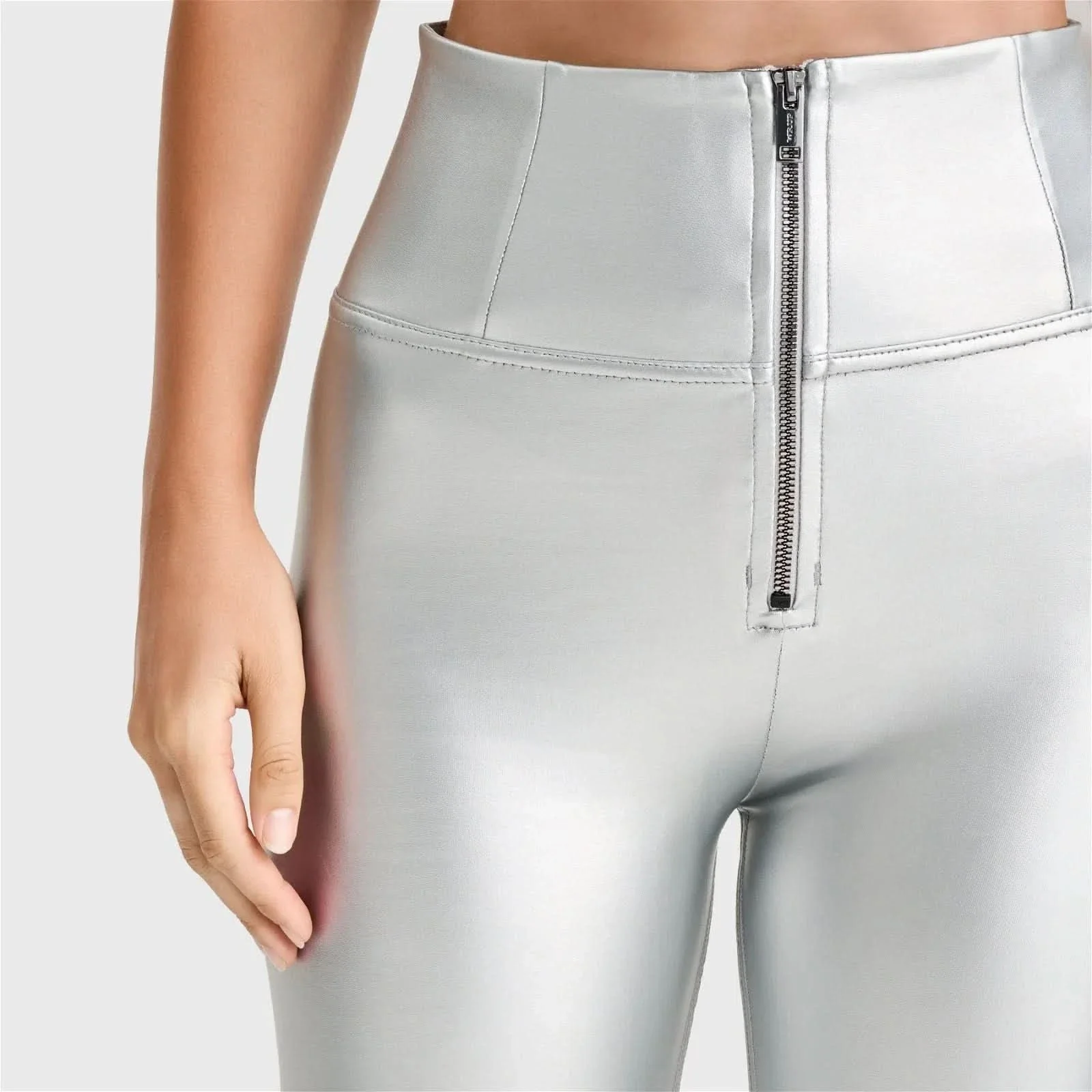 WRUP Faux Leather - Super High Waisted - Full Length - Silver - Image 4