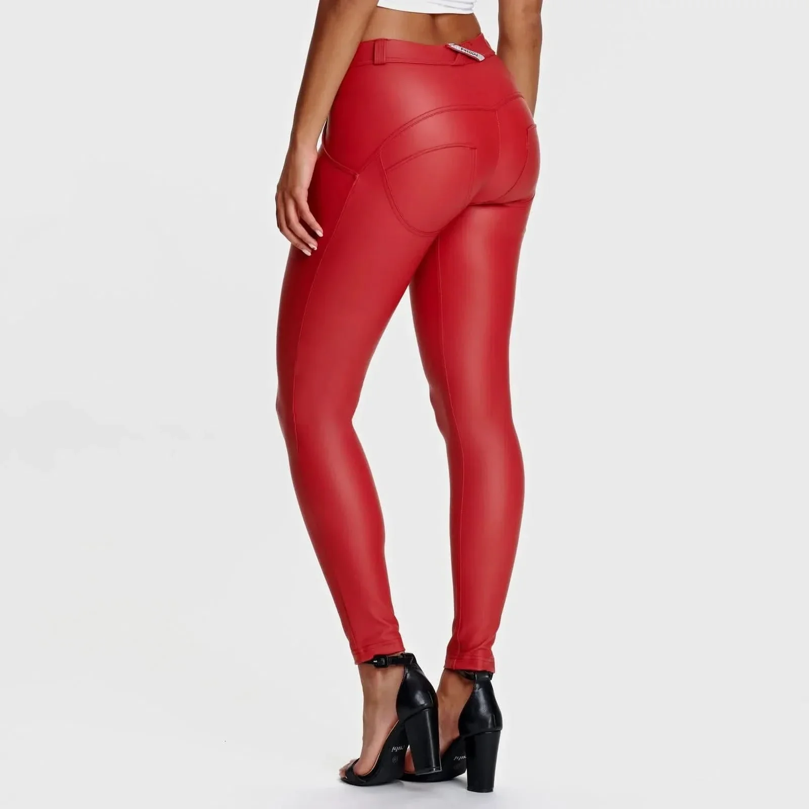 WRUP Faux Leather - Mid Rise - Full Length - Red - Image 4