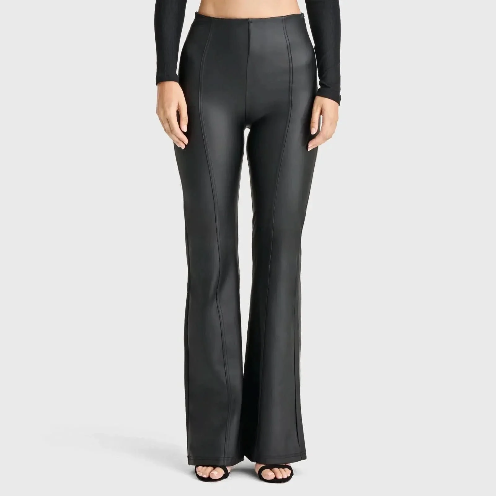 WRUP Faux Leather - Super High Waisted - Super Flare - Black - Image 4