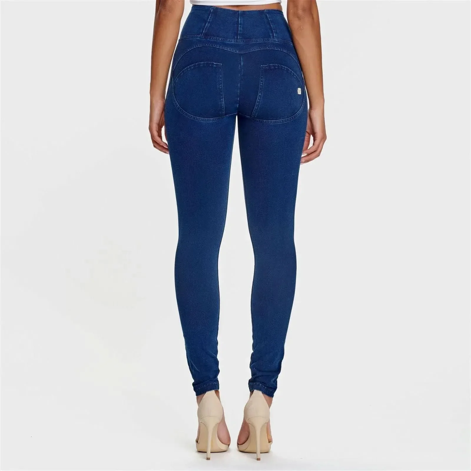WRUP Denim - High Waisted - Full Length - Dark Blue + Blue Stitching - Image 12