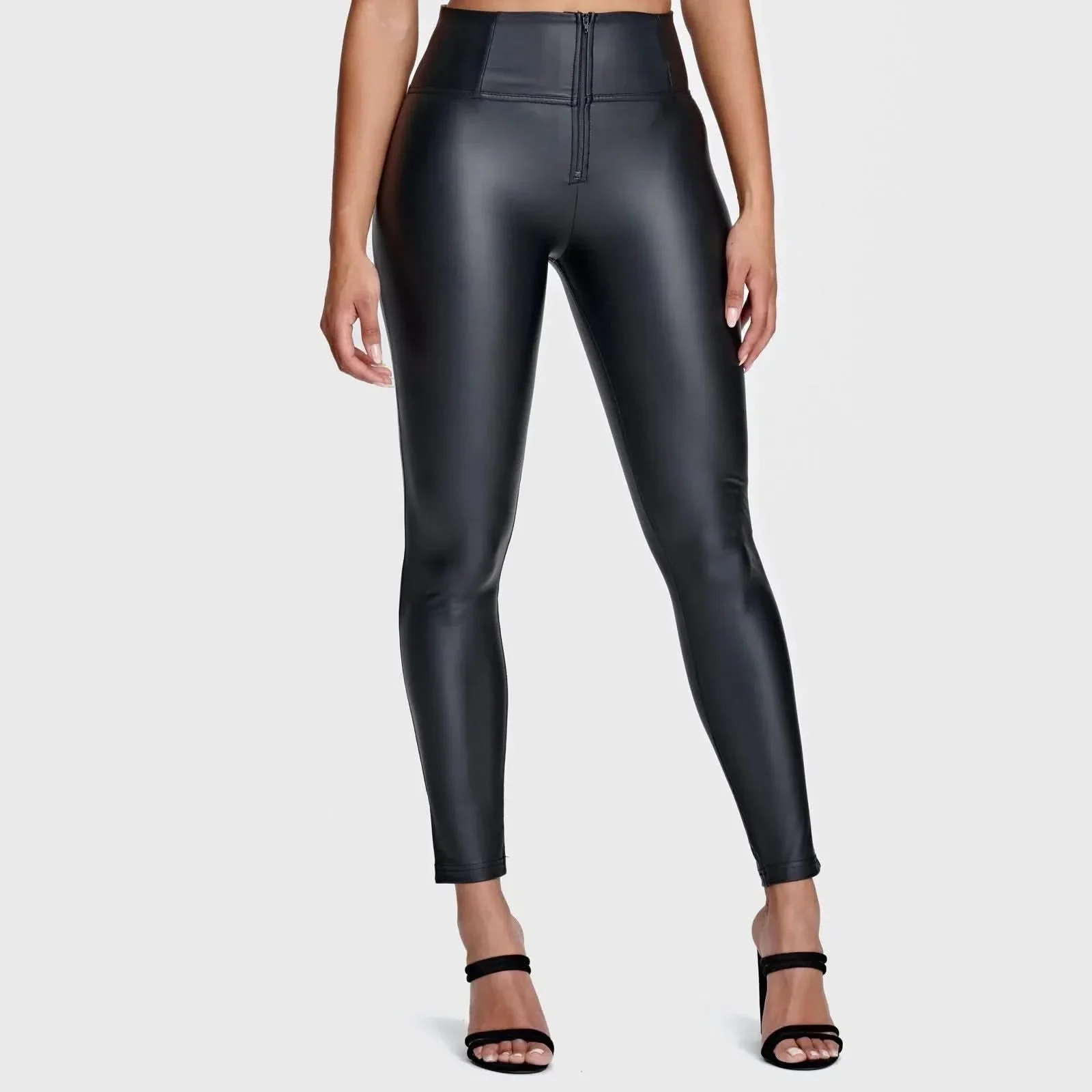 WRUP Faux Leather - High Waisted - Full Length - Black - Image 5