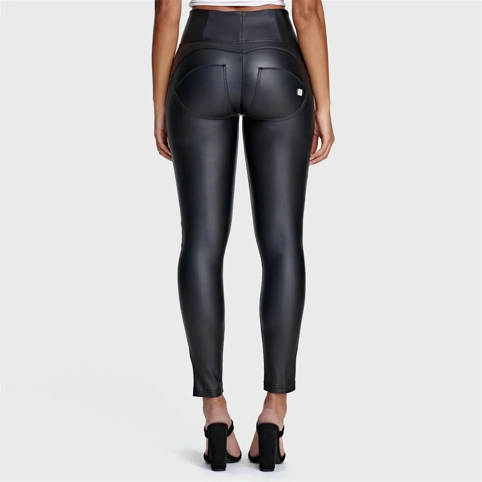 WRUP Faux Leather - High Waisted - Full Length - Black - Image 7