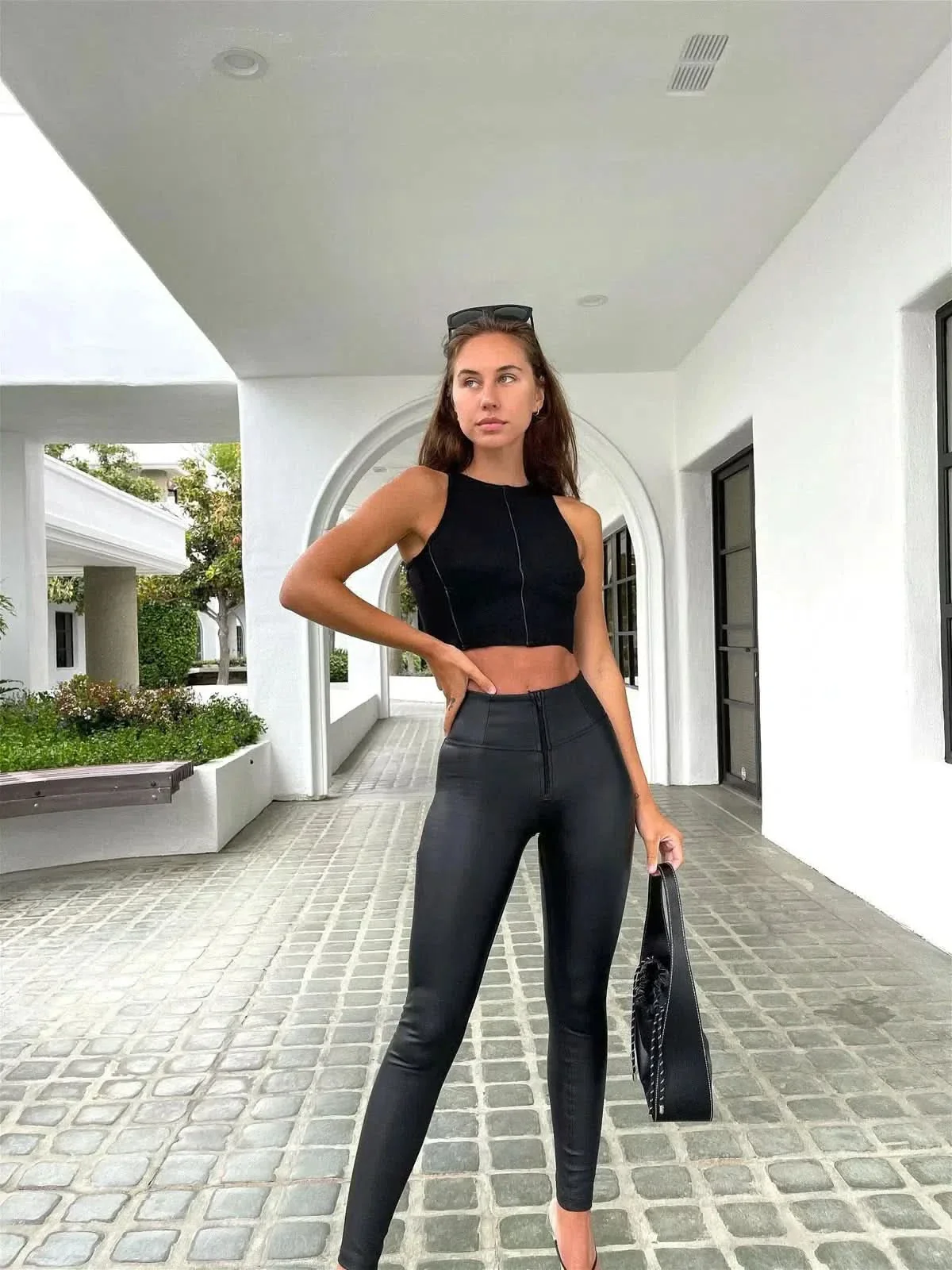 WRUP Faux Leather - High Waisted - Full Length - Black - Image 8