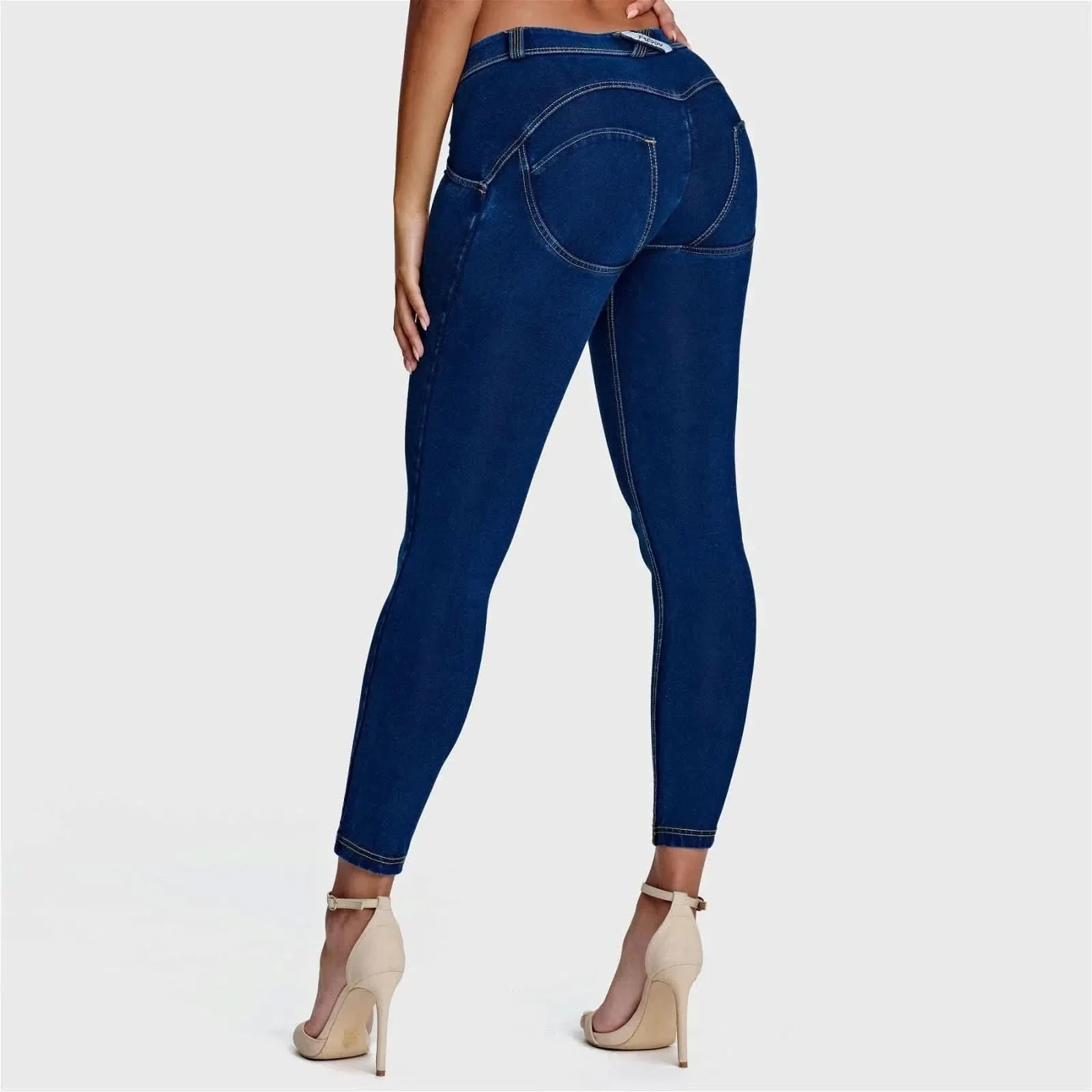 WRUP Denim - Mid Rise - Ankle Length - Dark Blue + Yellow Stitching - Image 5