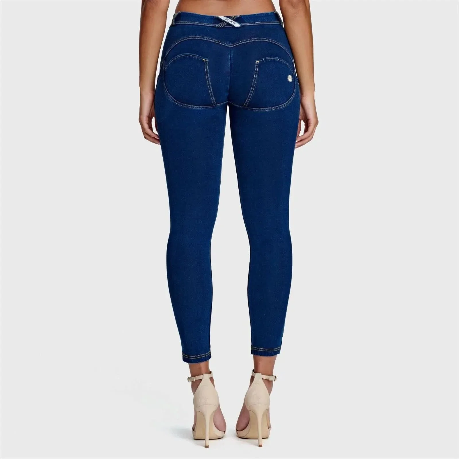 WRUP Denim - Mid Rise - Ankle Length - Dark Blue + Yellow Stitching - Image 6