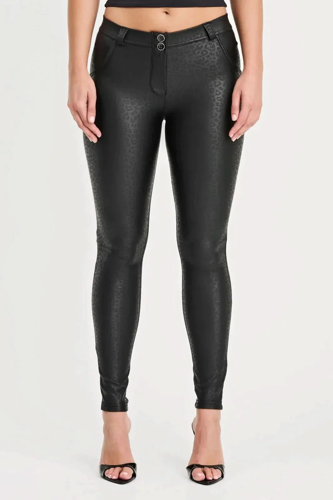 WRUP Panther Faux Leather - Mid Rise - Full Length - Black - Image 4