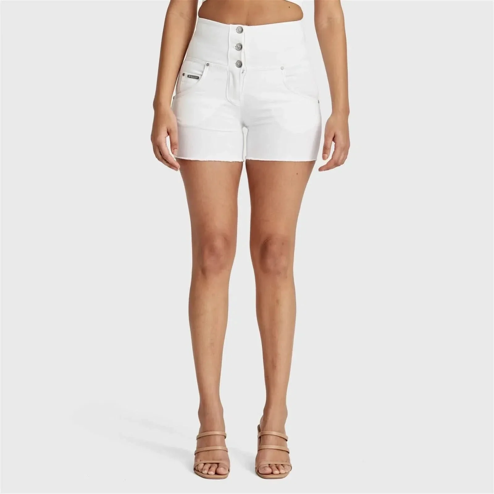 WRUP SNUG Jeans - 3 Button High Waisted - Shorts - White - Image 5