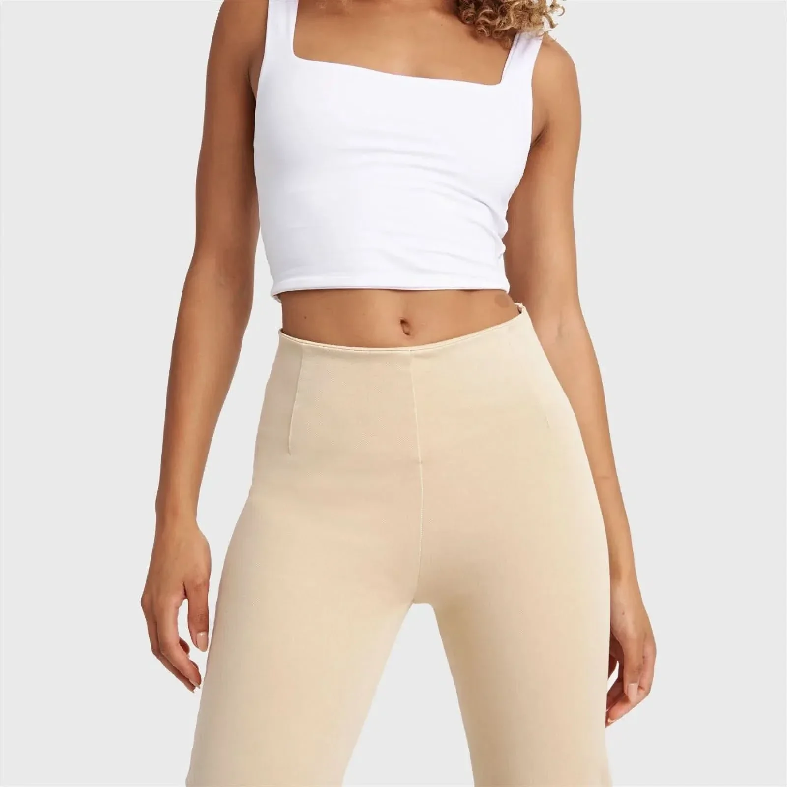 WRUP SNUG Jeans - High Waisted - Cropped - Beige - Image 6