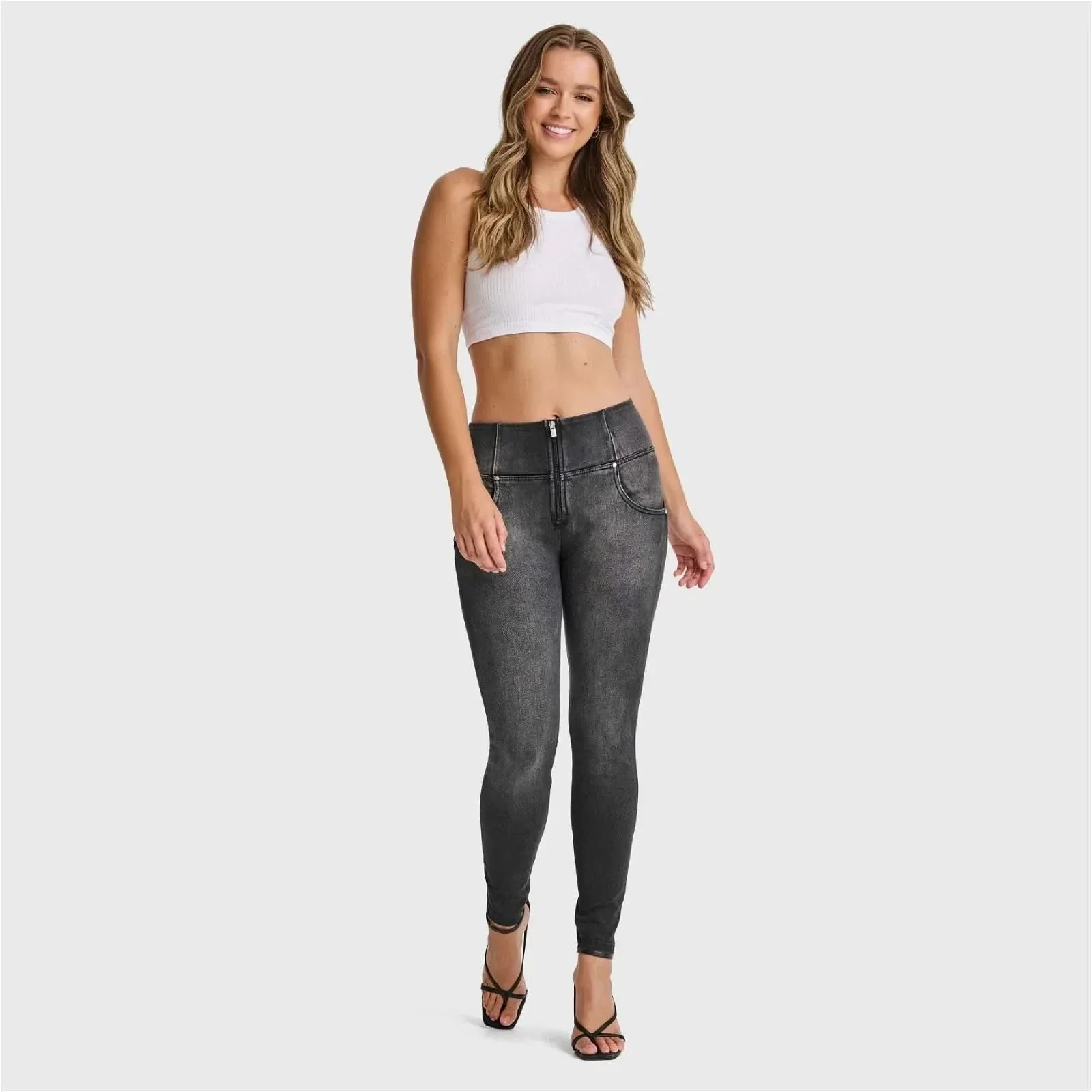 WRUP SNUG Jeans - High Waisted - Full Length - Black + Black Stitching - Image 4