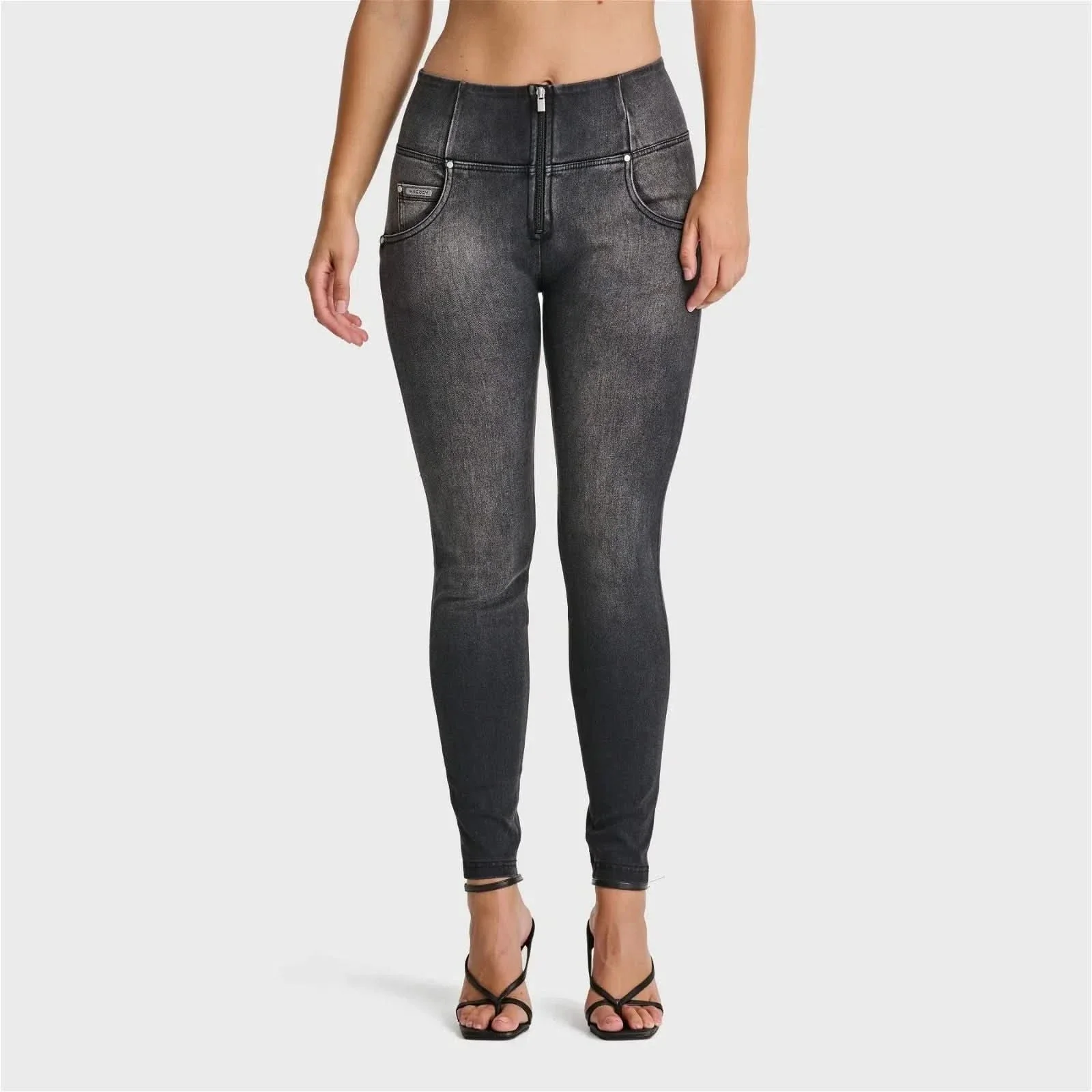 WRUP SNUG Jeans - High Waisted - Full Length - Black + Black Stitching - Image 6