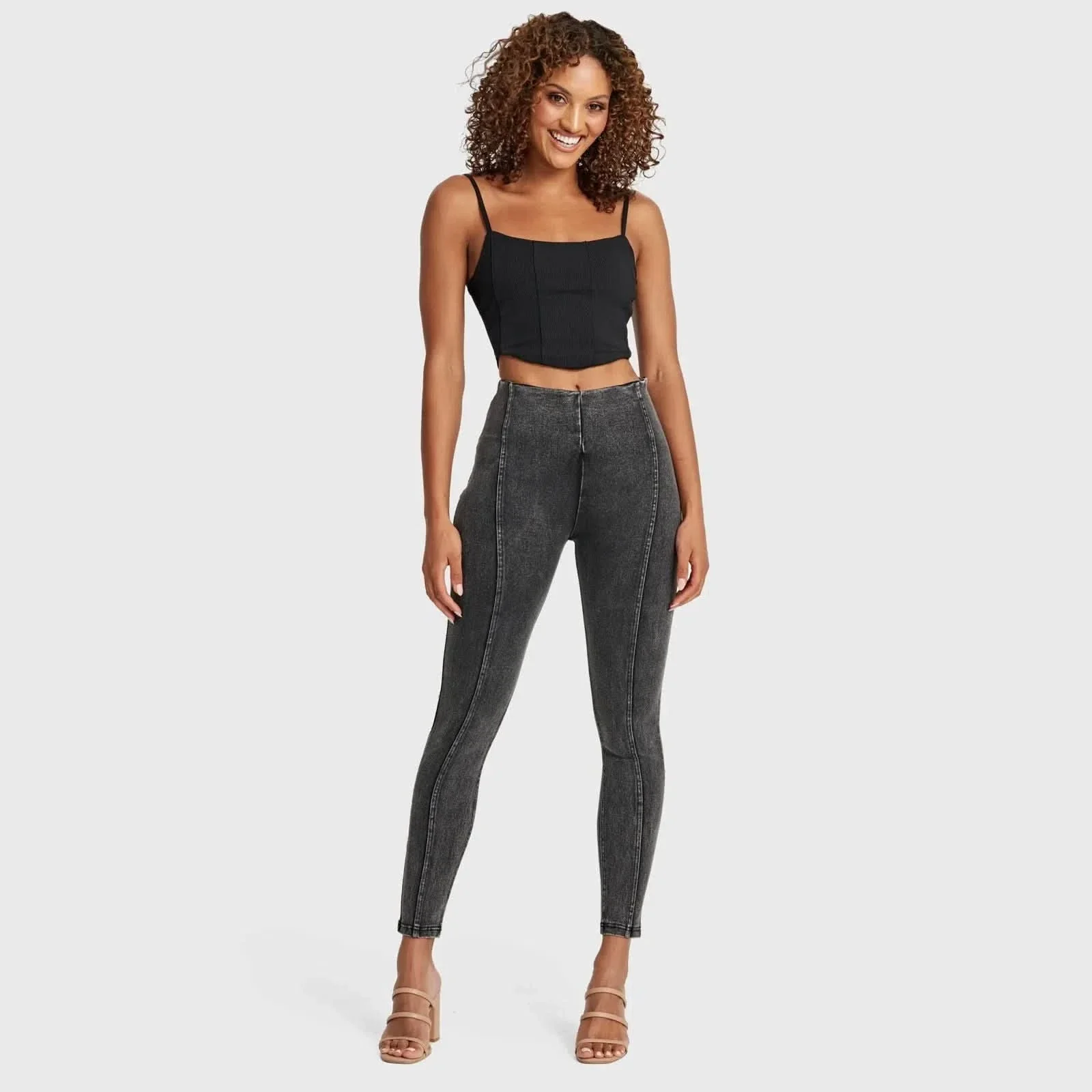 WRUP SNUG Jeans - High Waisted - Full Length - Washed Black + Black Stitching - Image 11