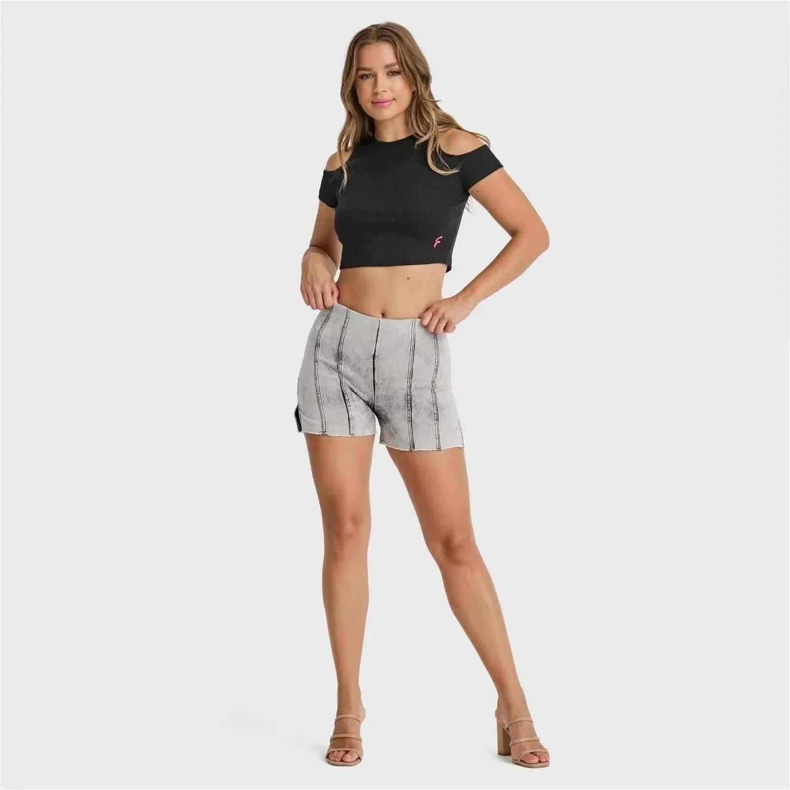 WRUP SNUG Jeans Limited Edition - High Waisted - Shorts - Grey + Black Stitching - Image 5
