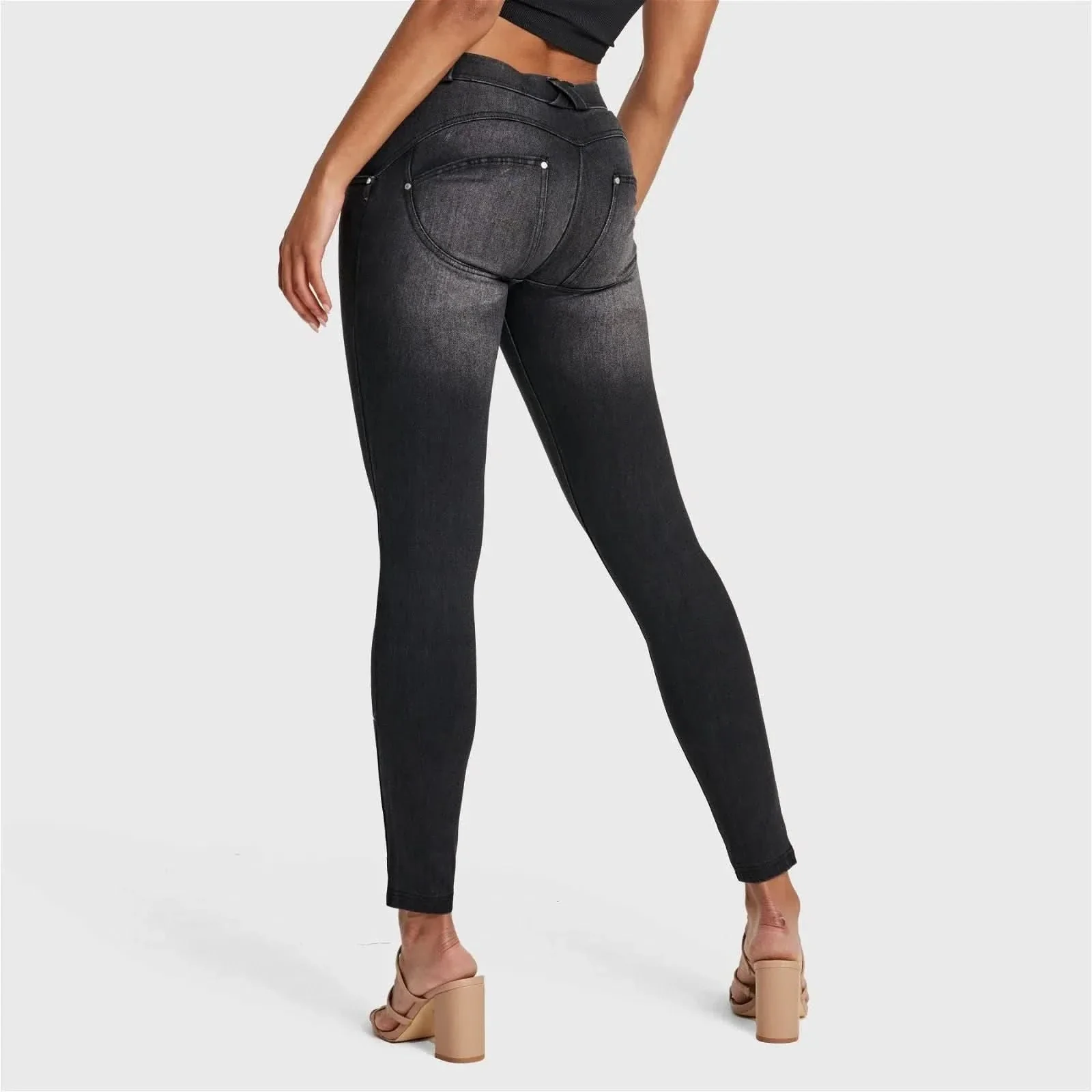 WRUP SNUG Jeans - Mid Rise - Full Length - Black + Black Stitching - Image 10