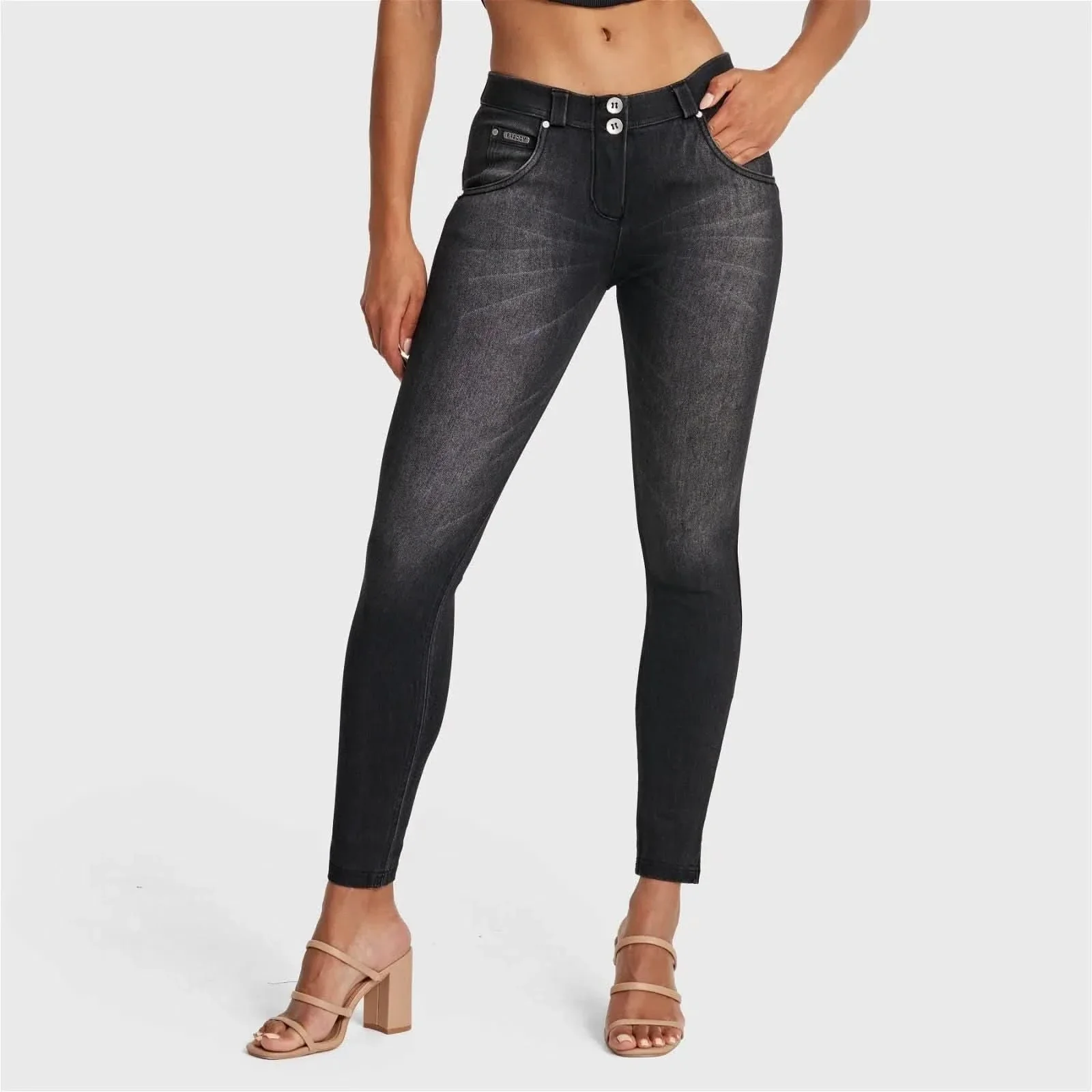 WRUP SNUG Jeans - Mid Rise - Full Length - Black + Black Stitching - Image 11